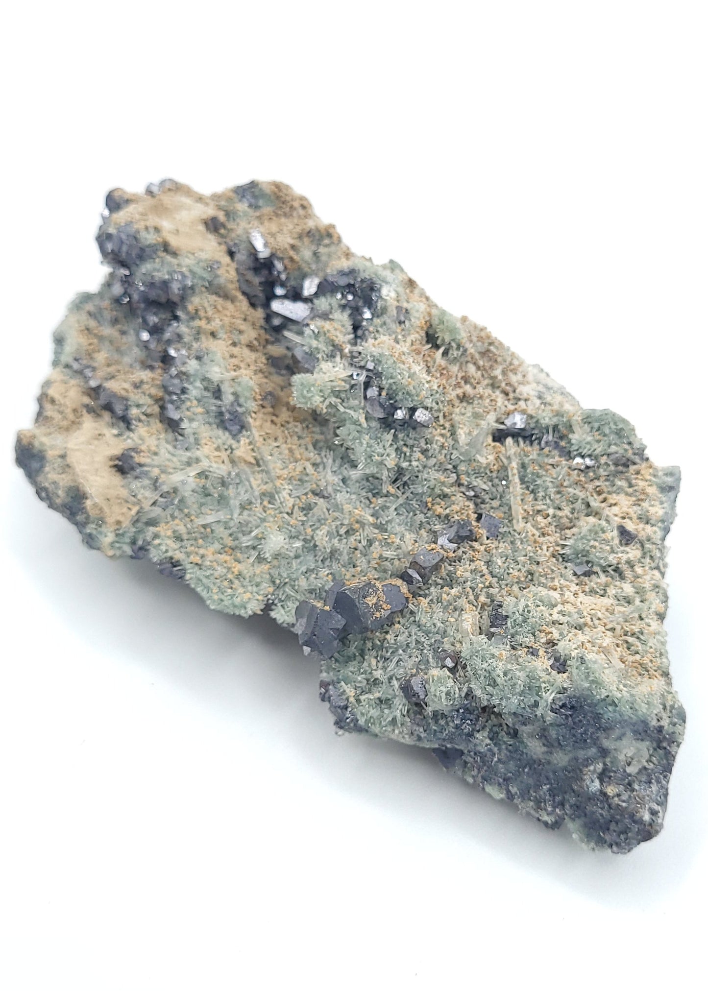 Galena with Sphalerite and Chlorite-Included Quartz on Matrix (Bulgaria)