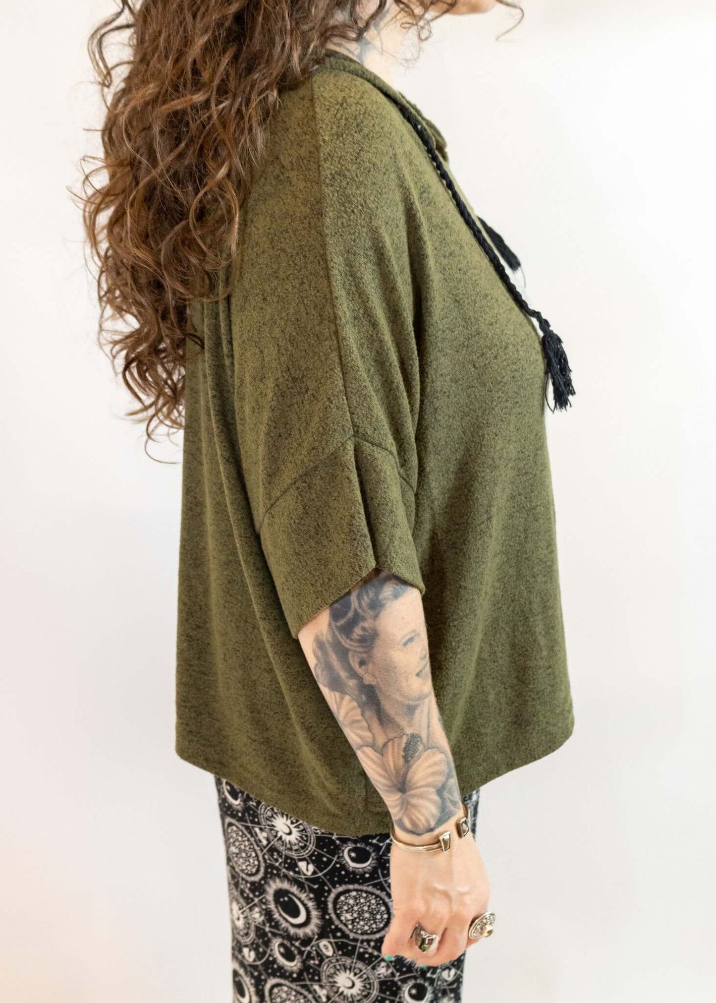 Night Sky Tree of Life Sage Green Loose Fit Pullover