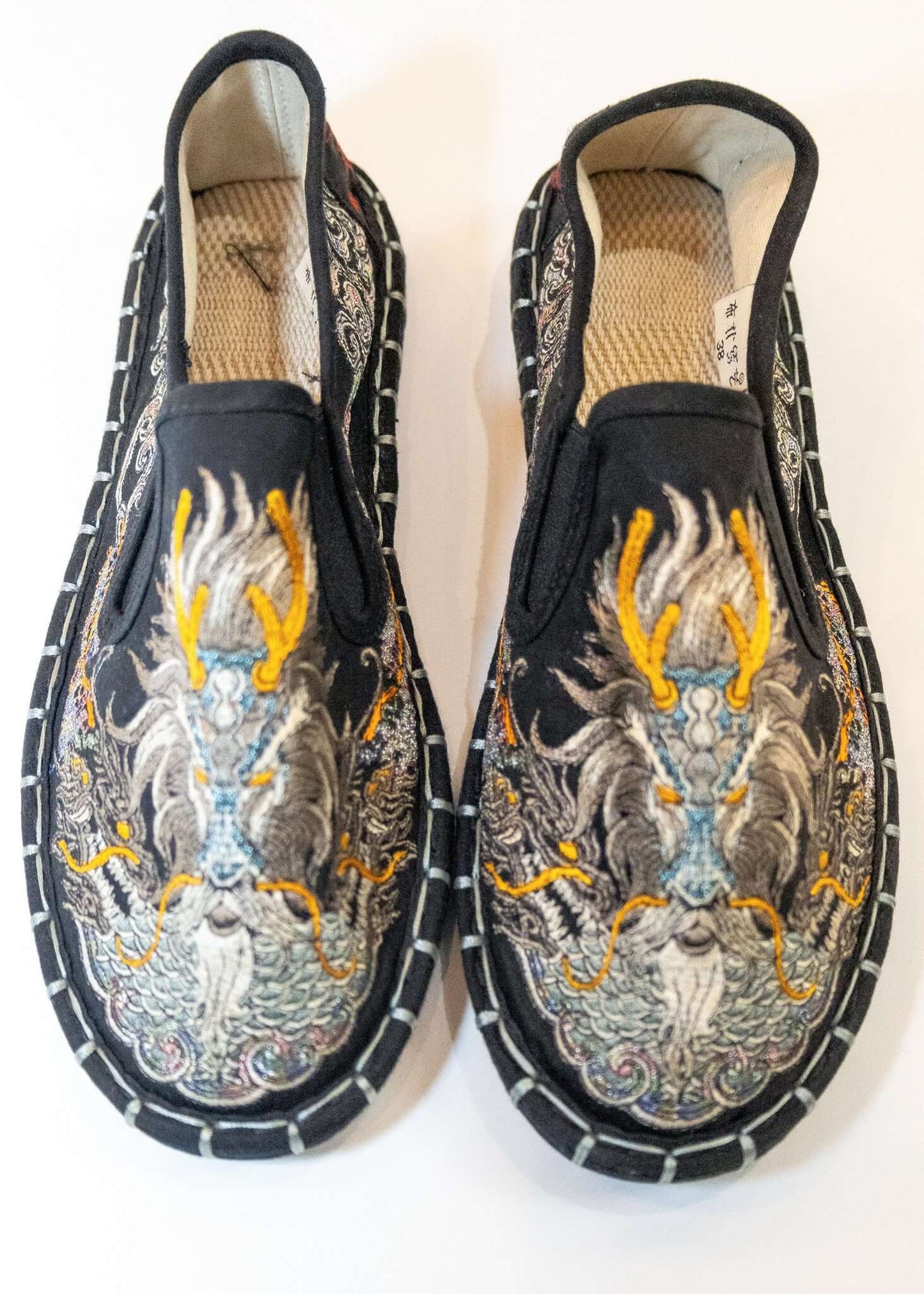Embroidered Dragon Slip On Shoes