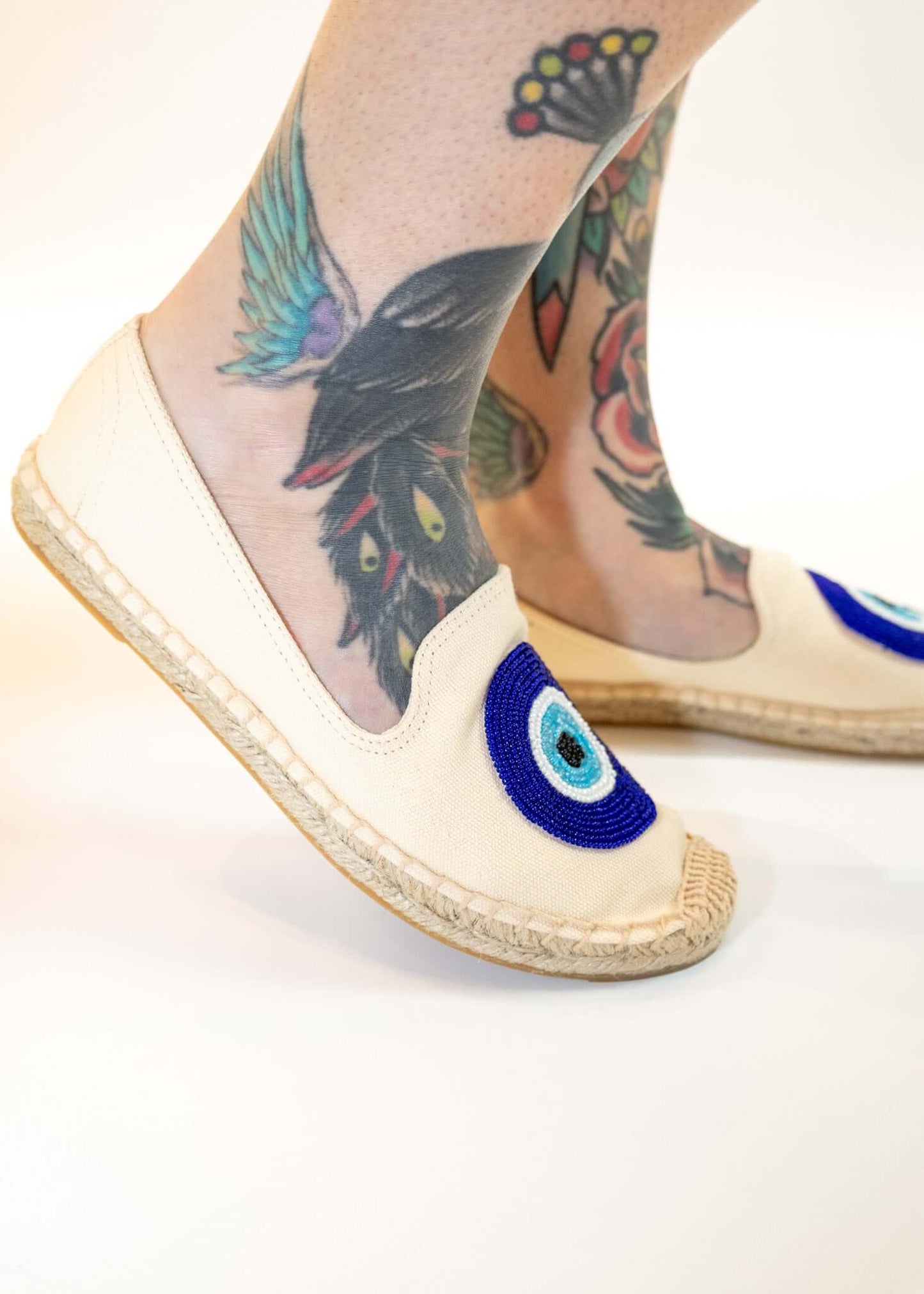 Beaded Blue Evil Eye Espadrilles