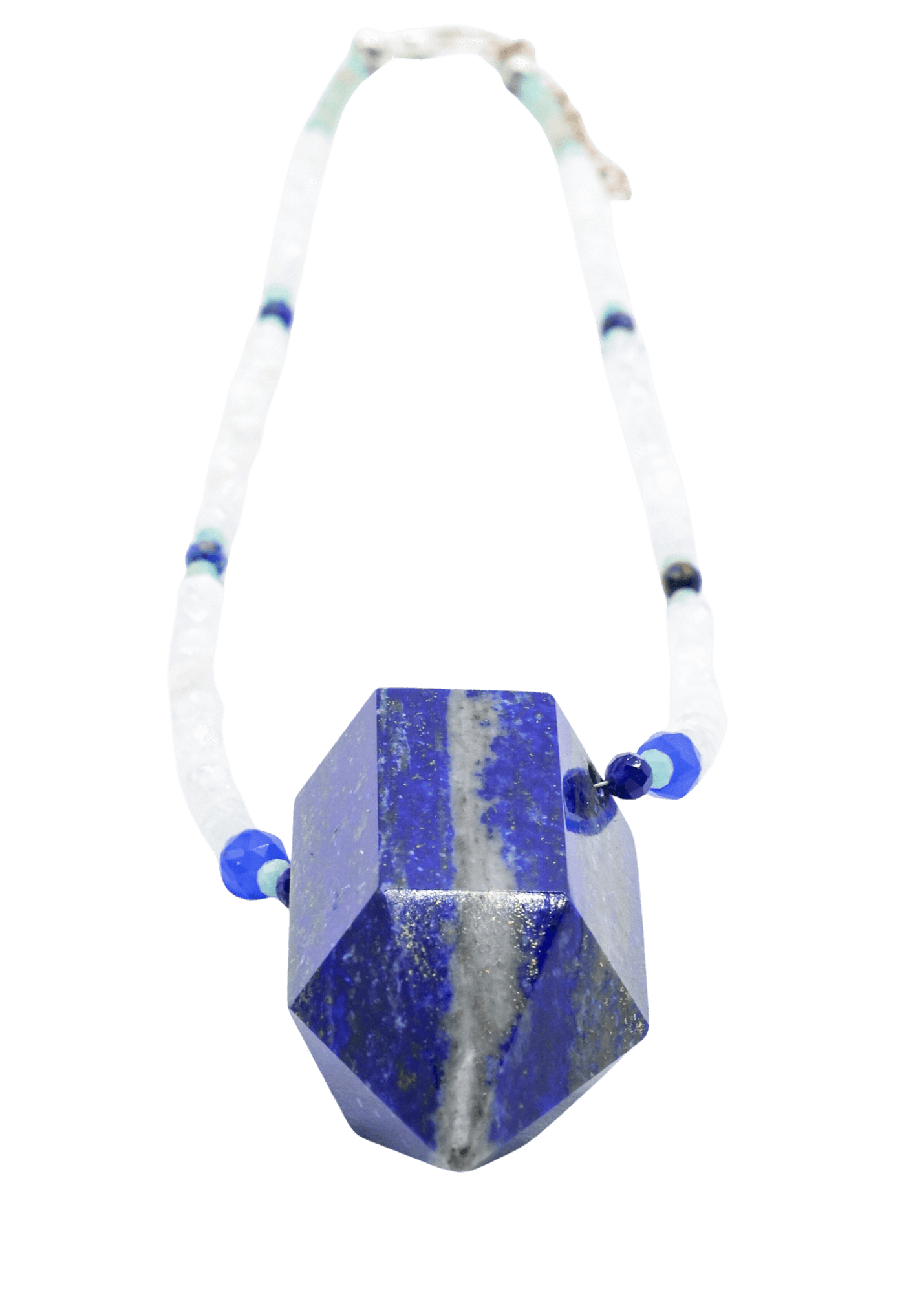 Lapis Lazuli Crystal Point Hand-Beaded Necklace point