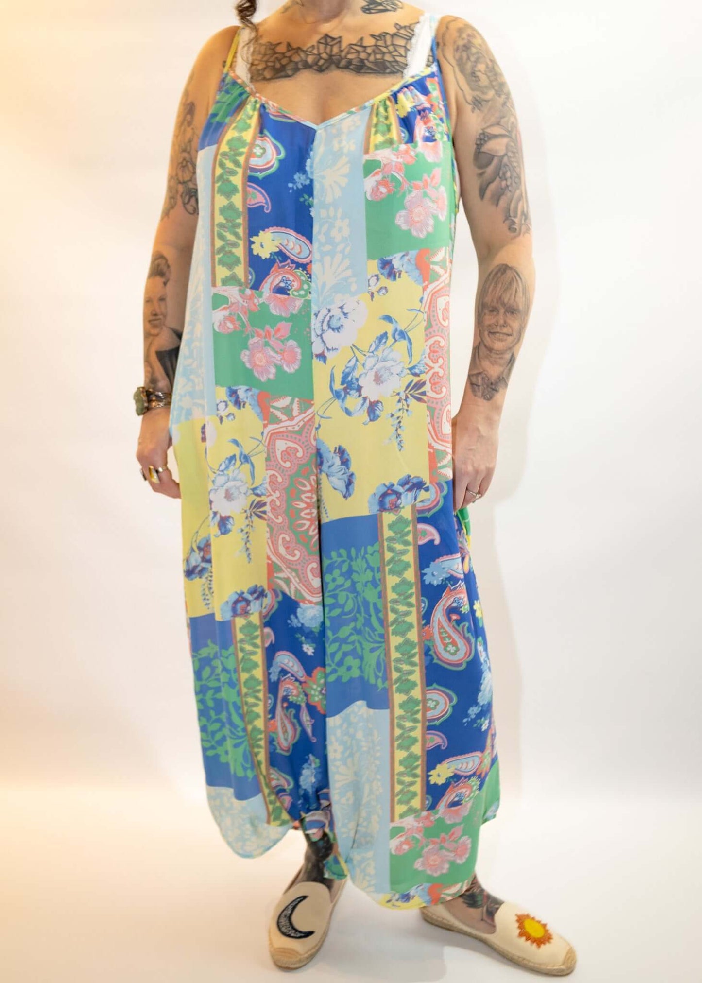 Blue Paisley Print Patchwork Print Jumper