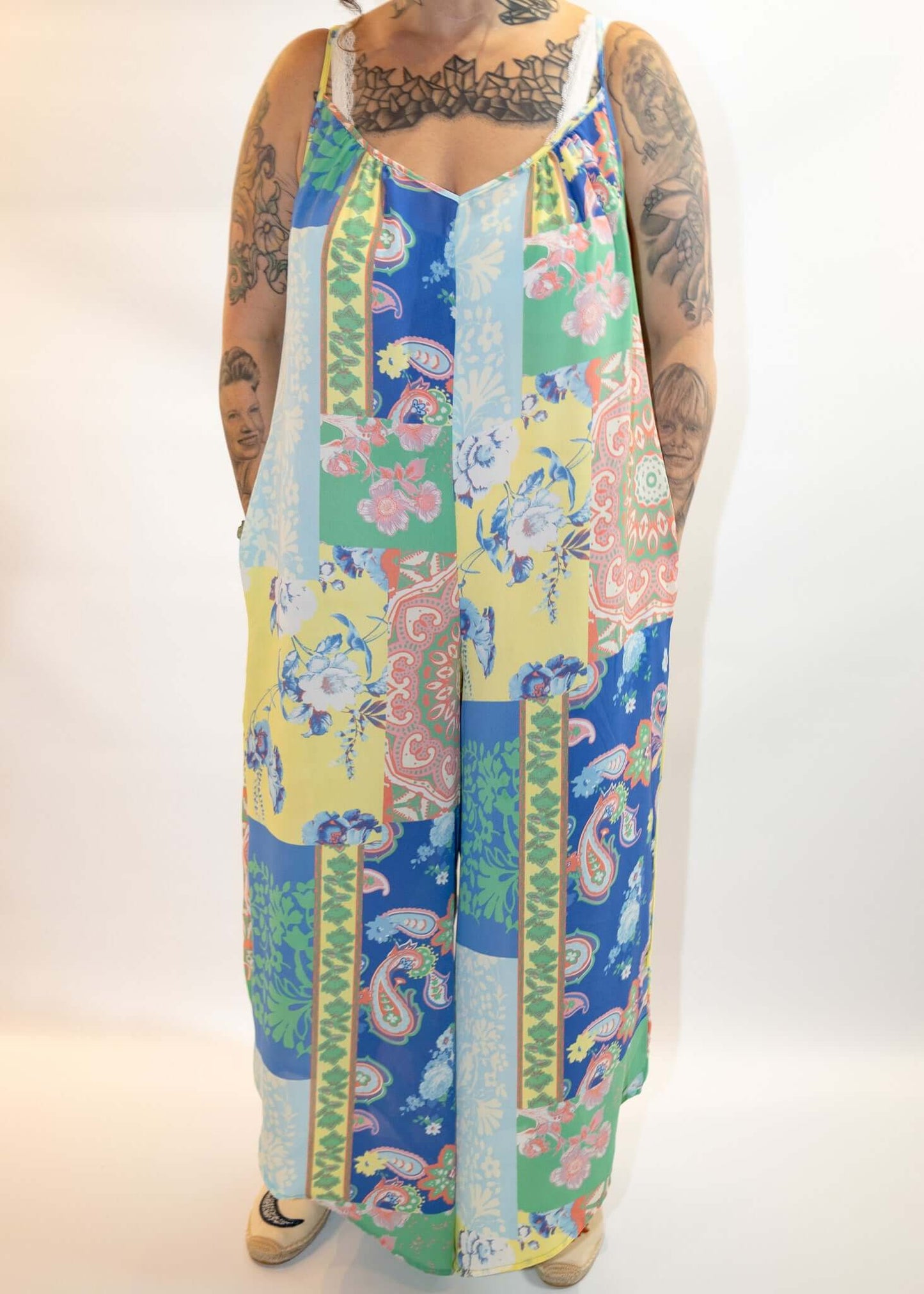 Blue Paisley Print Patchwork Print Jumper