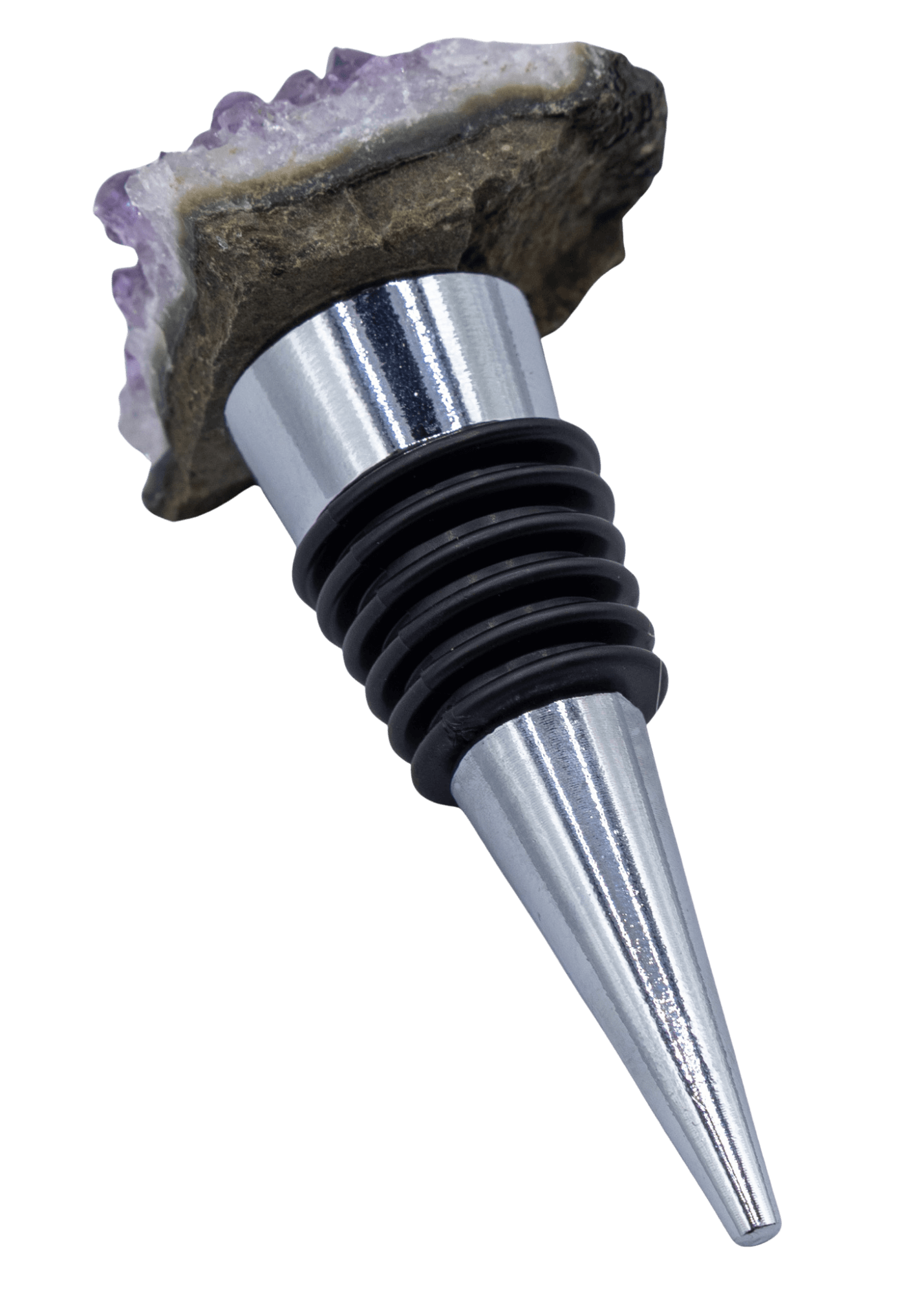 amethyst crystal cluster wine stopper angle