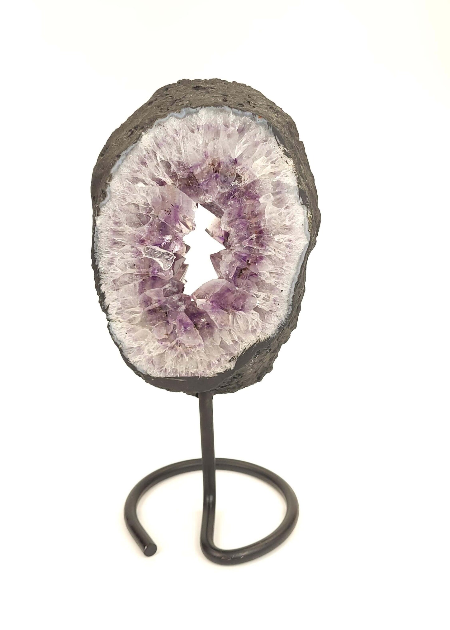 Amethyst Crystal Geode Slice On Stand
