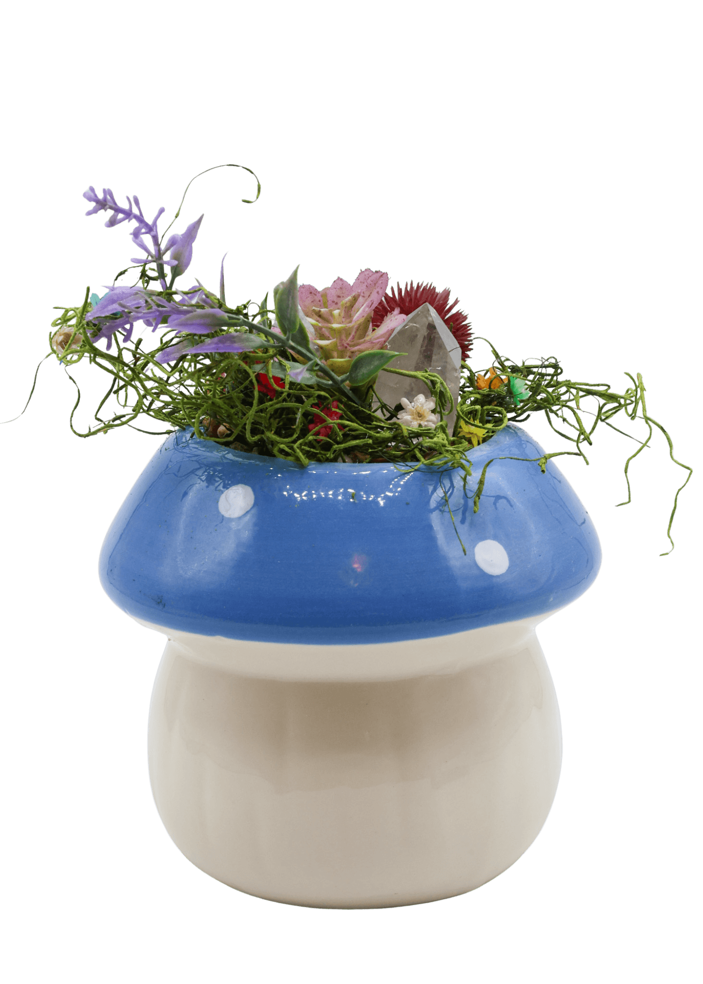 Blue Ceramic Mushroom Crystal Sculpture