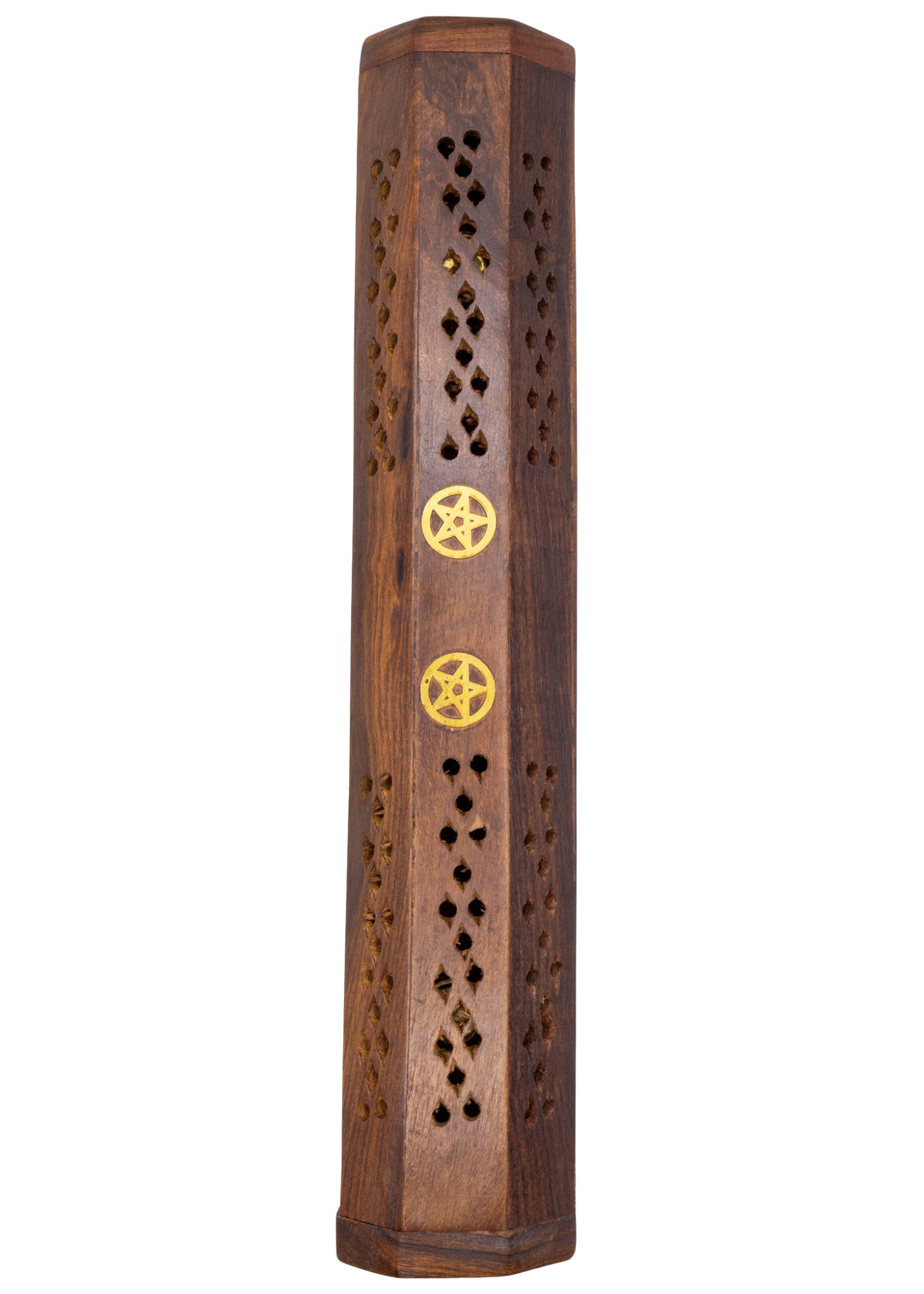 Pentacle Brass Inlay Coffin Incense Burner top