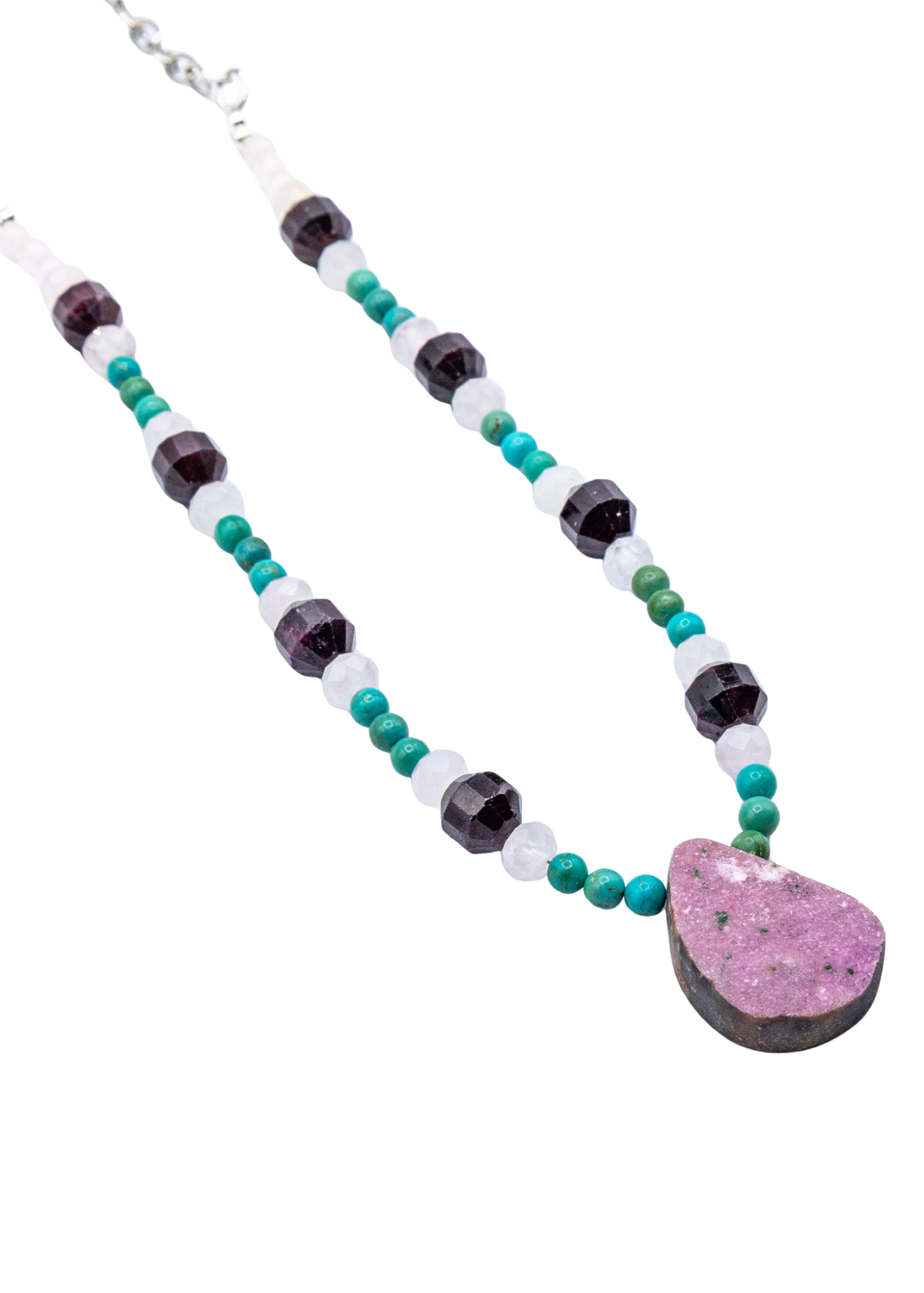 Cobaltocalcite Hand Beaded Necklace right angle