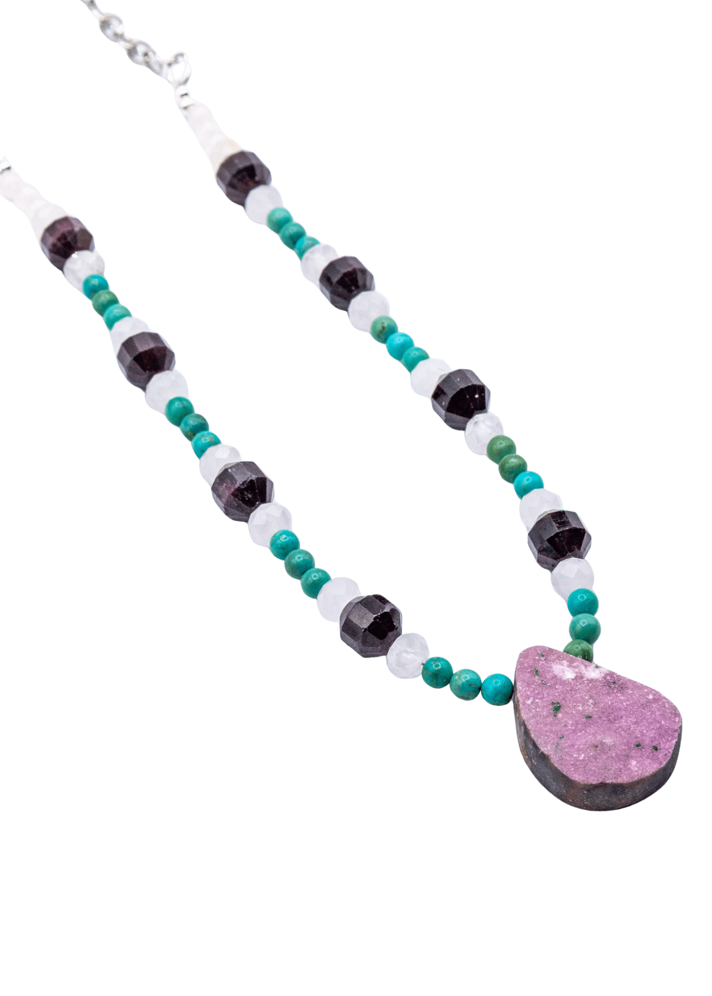 Cobaltocalcite Hand Beaded Necklace right angle