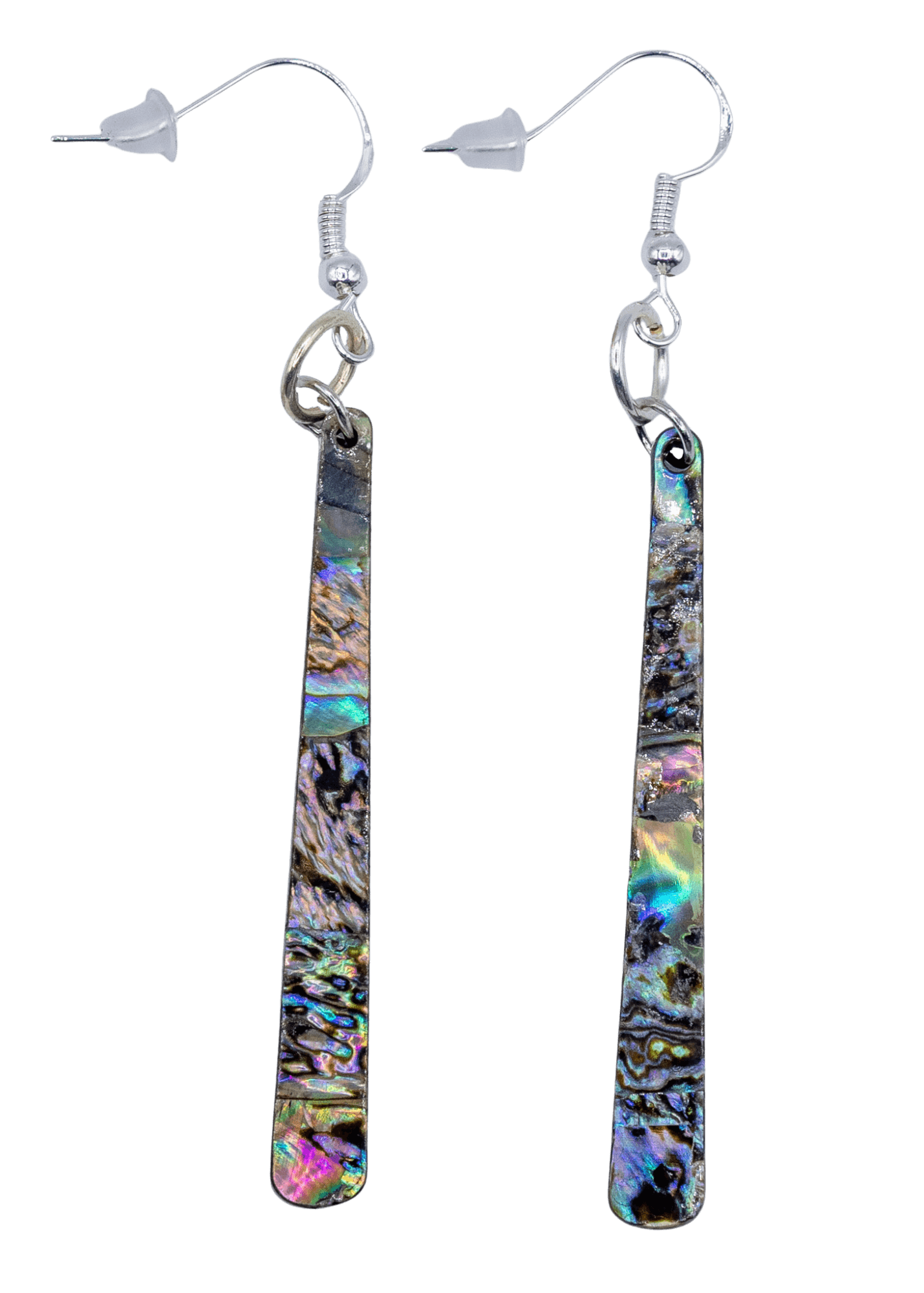 pair of hand made abalone shell earrings