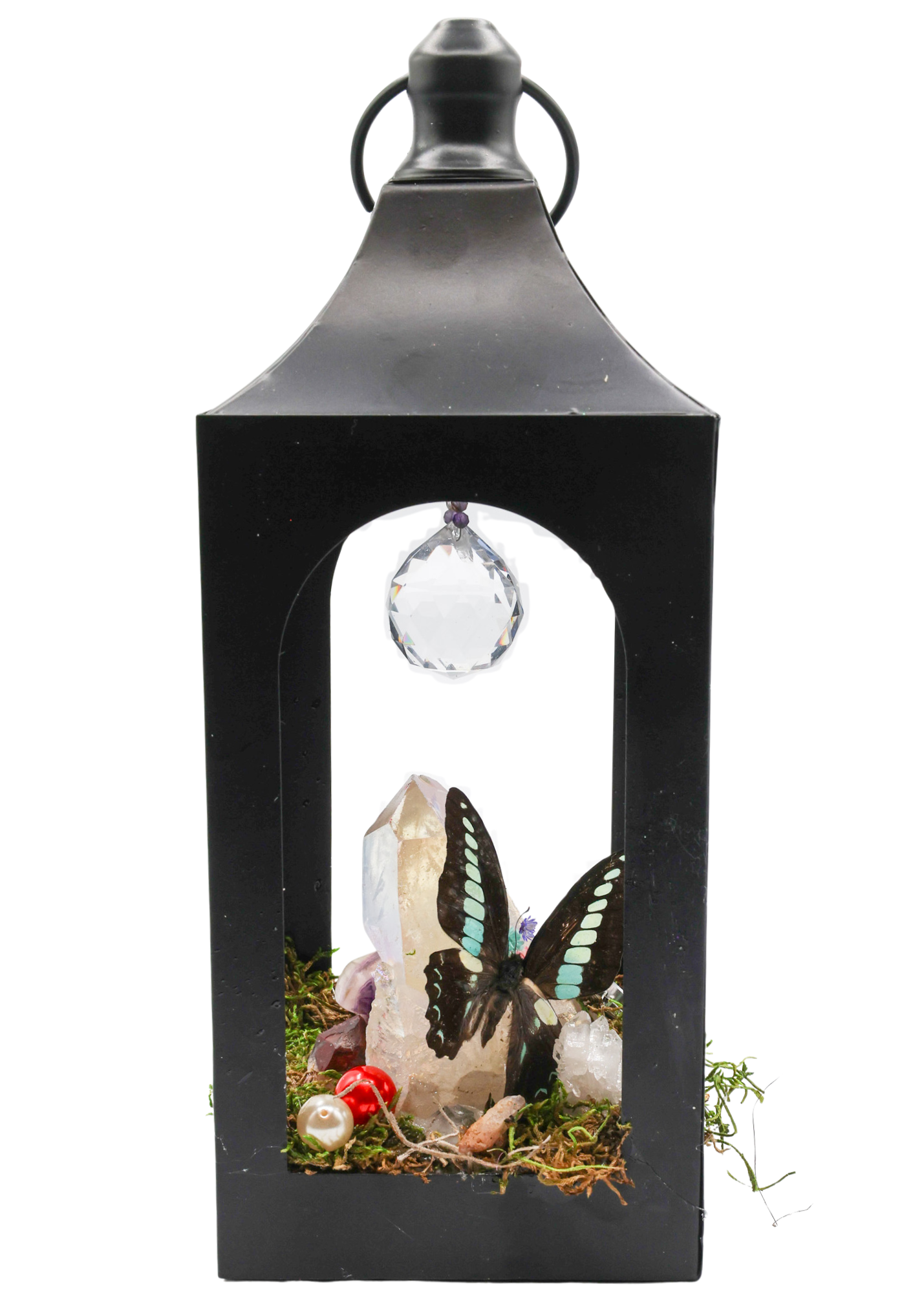 Butterfly Prism Lantern Crystal Sculpture