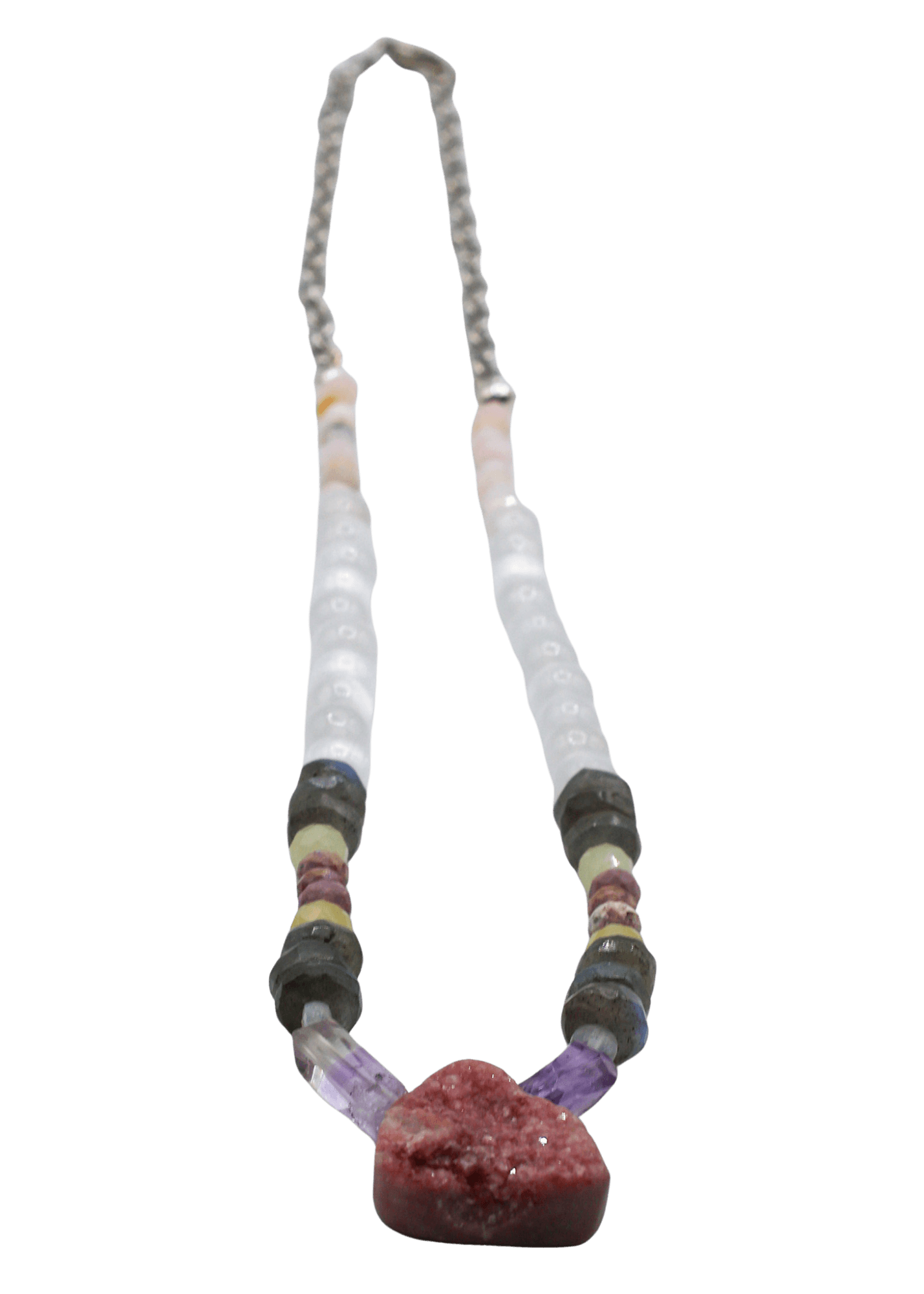 Cobalto Calcite Pendant Hand-Beaded Necklace angle