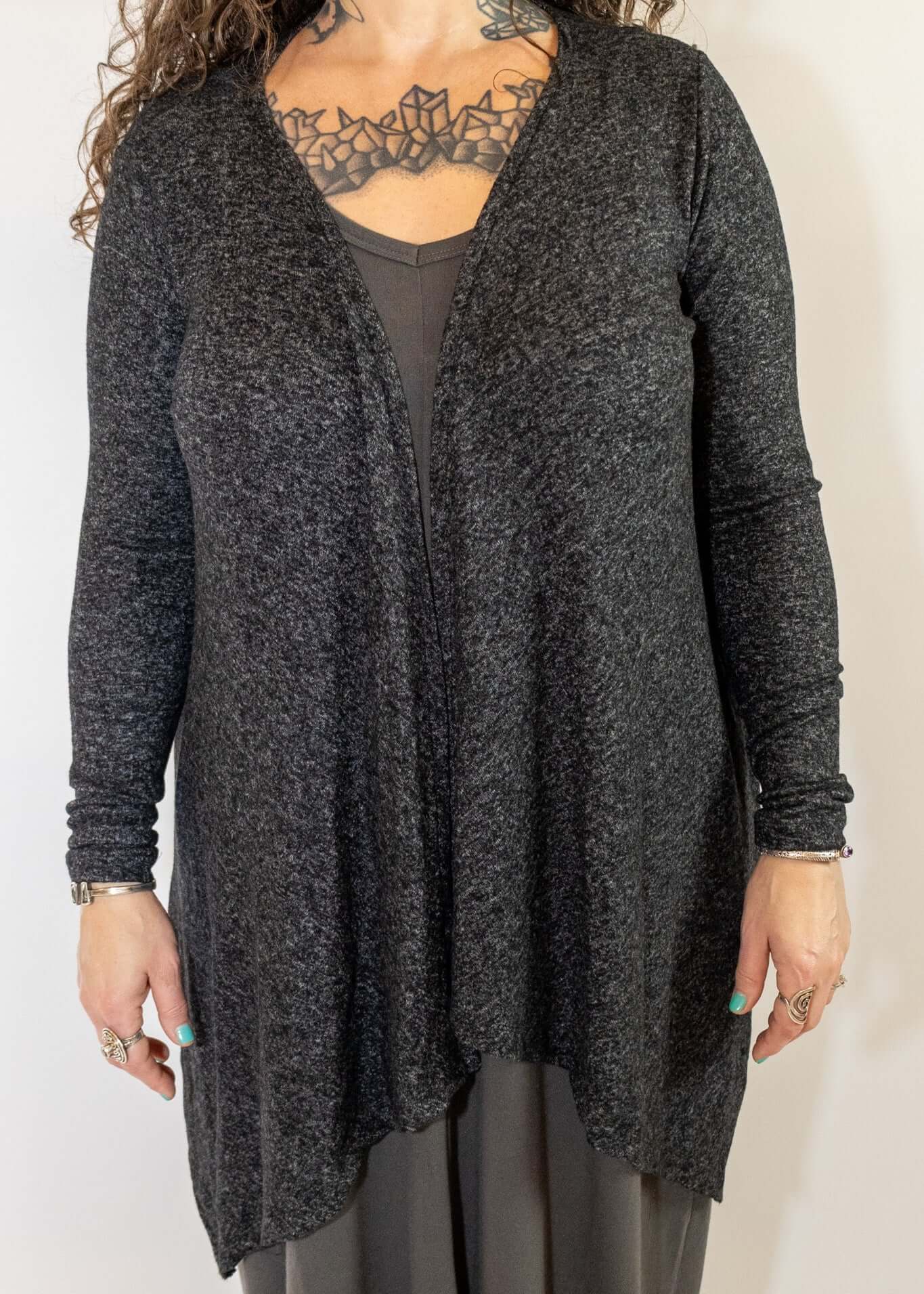 Mandala Print Waterfall Cut Cardigan