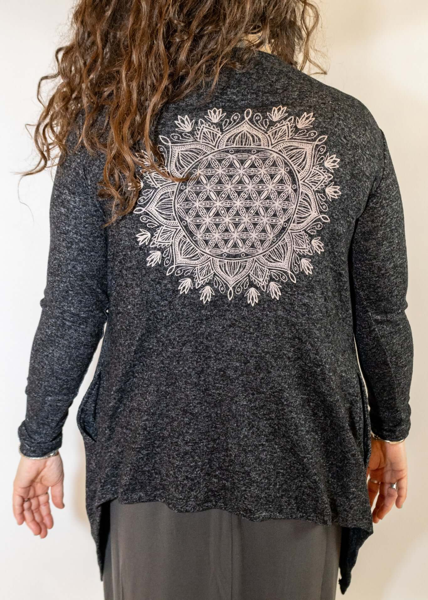 Mandala Print Waterfall Cut Cardigan