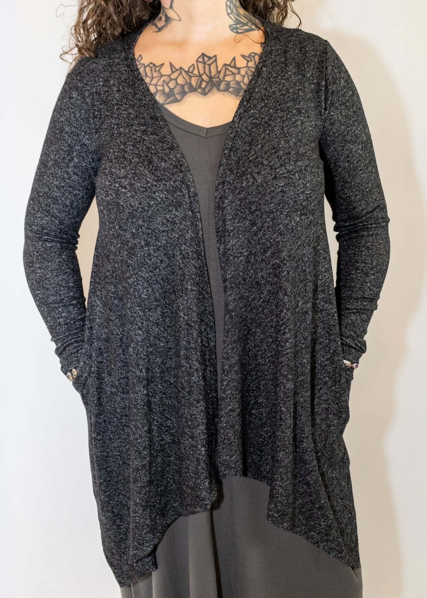 Mandala Print Waterfall Cut Cardigan