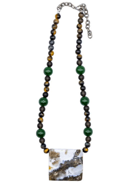 Ocean Jasper Hand Beaded Necklace