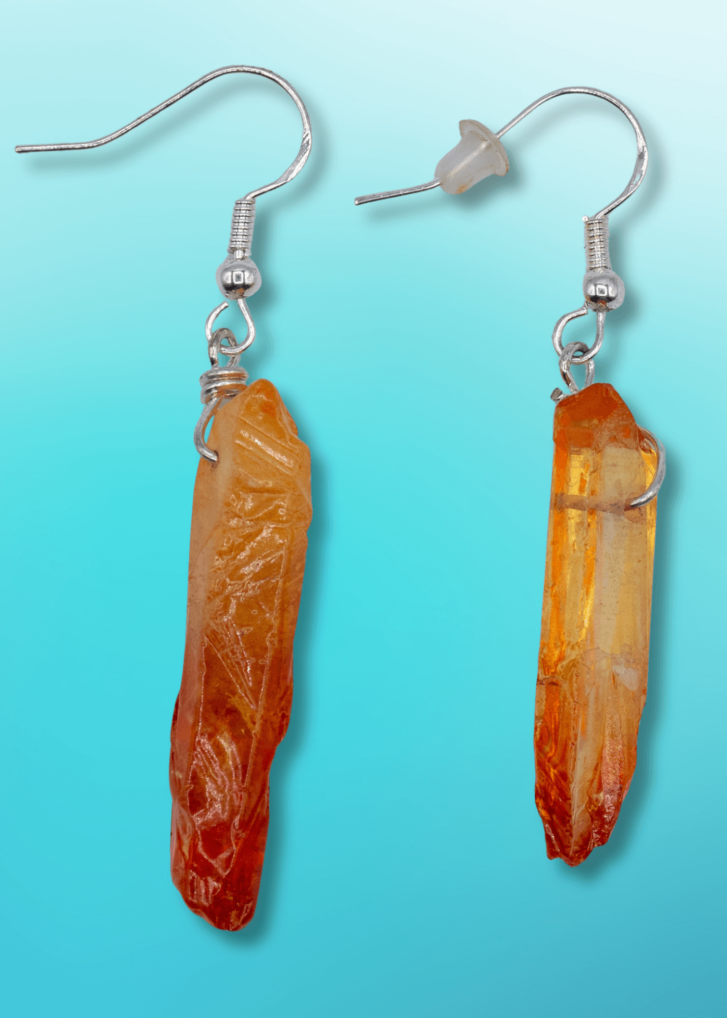 orange aura quartz earring air