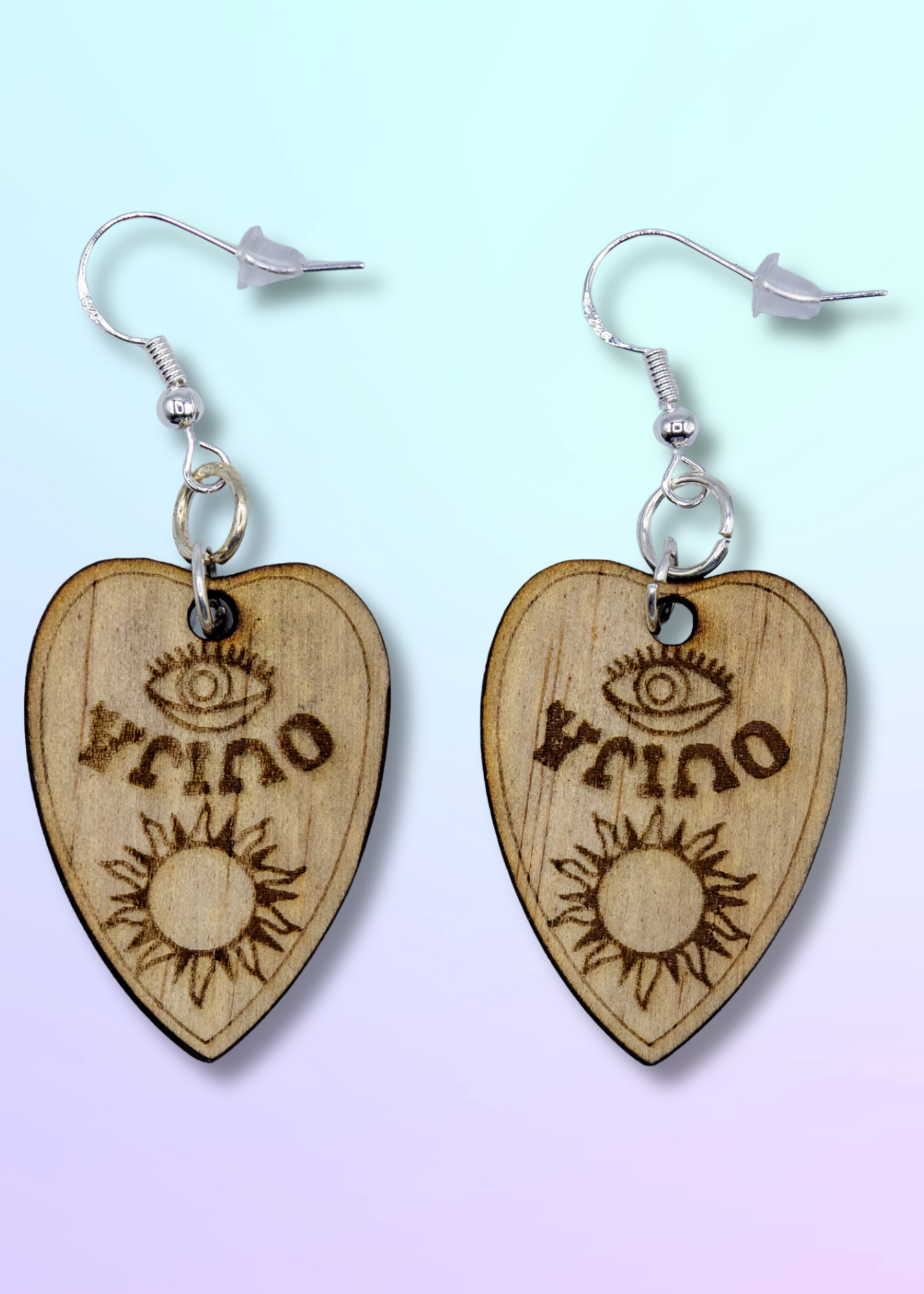 Ouija Planchette Dangling Wooden Earrings