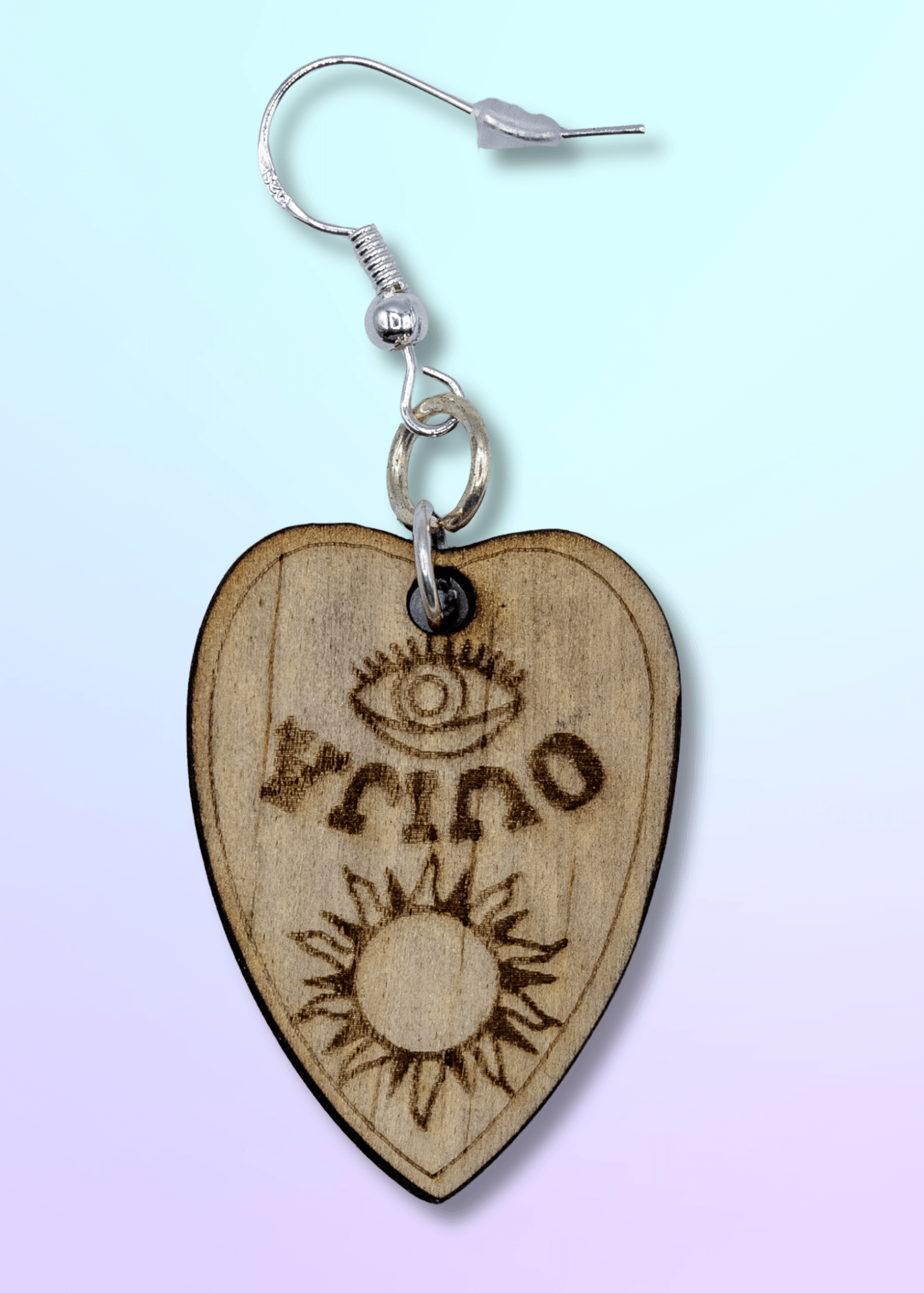 Ouija Planchette Dangling Wooden Earring
