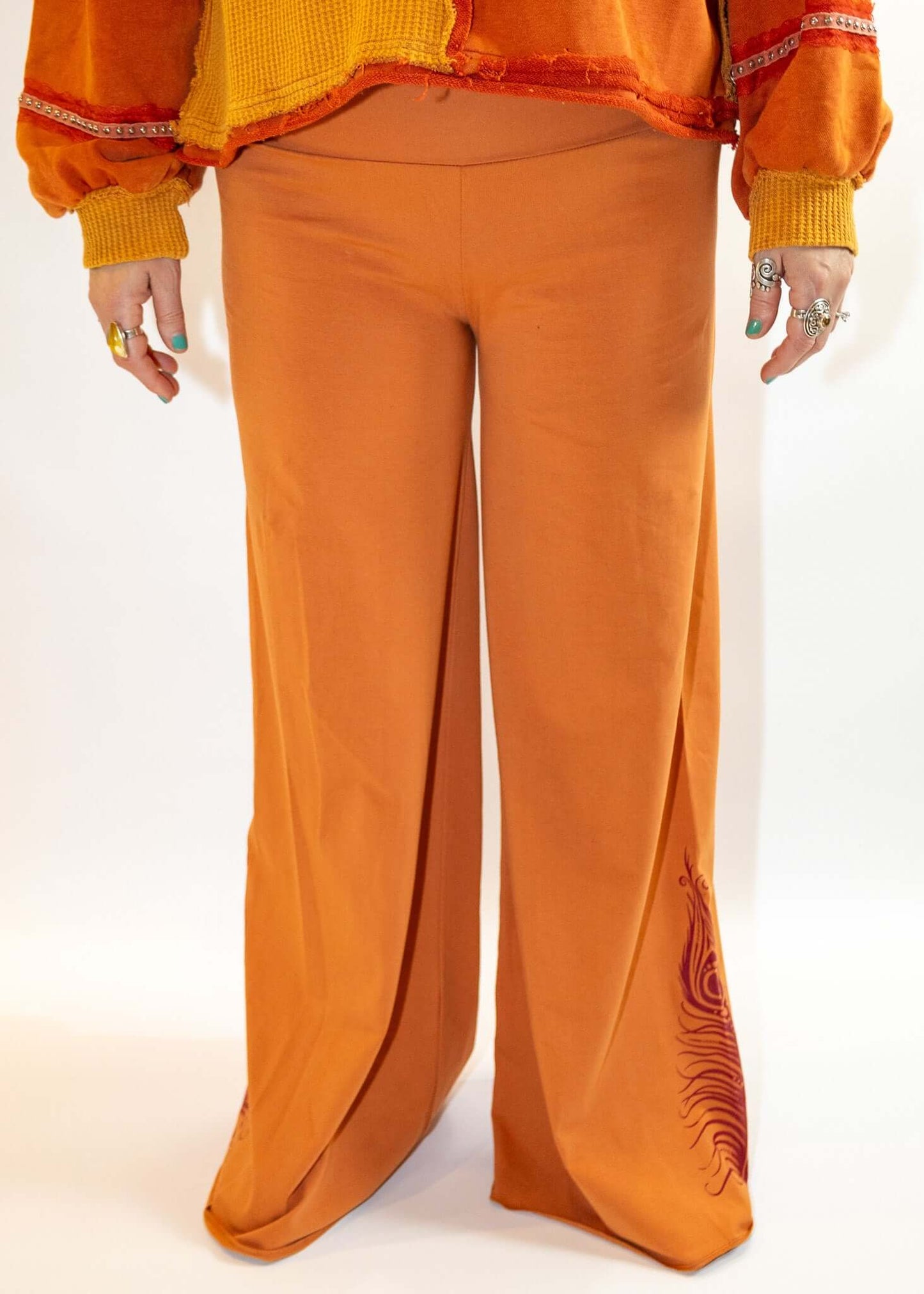 Peacock Feathers Flowy Pants