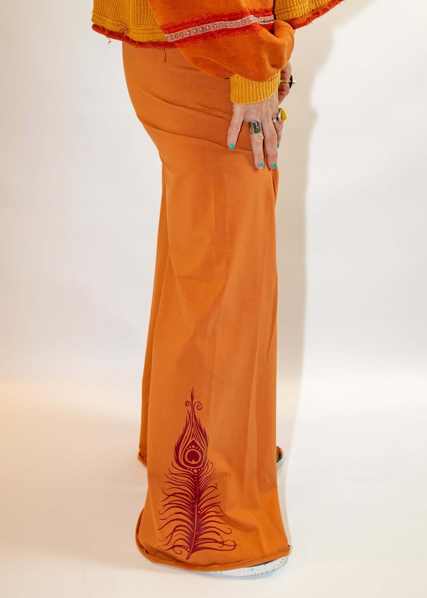 Peacock Feathers Flowy Pants