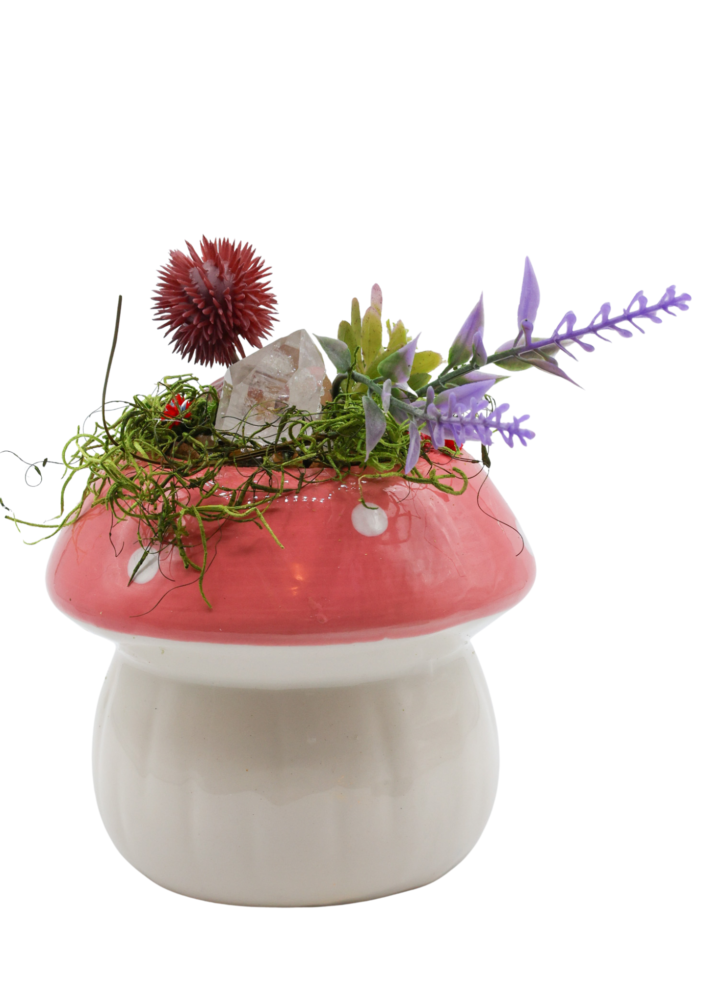 Pink Ceramic Mushroom Crystal Sculpture 2