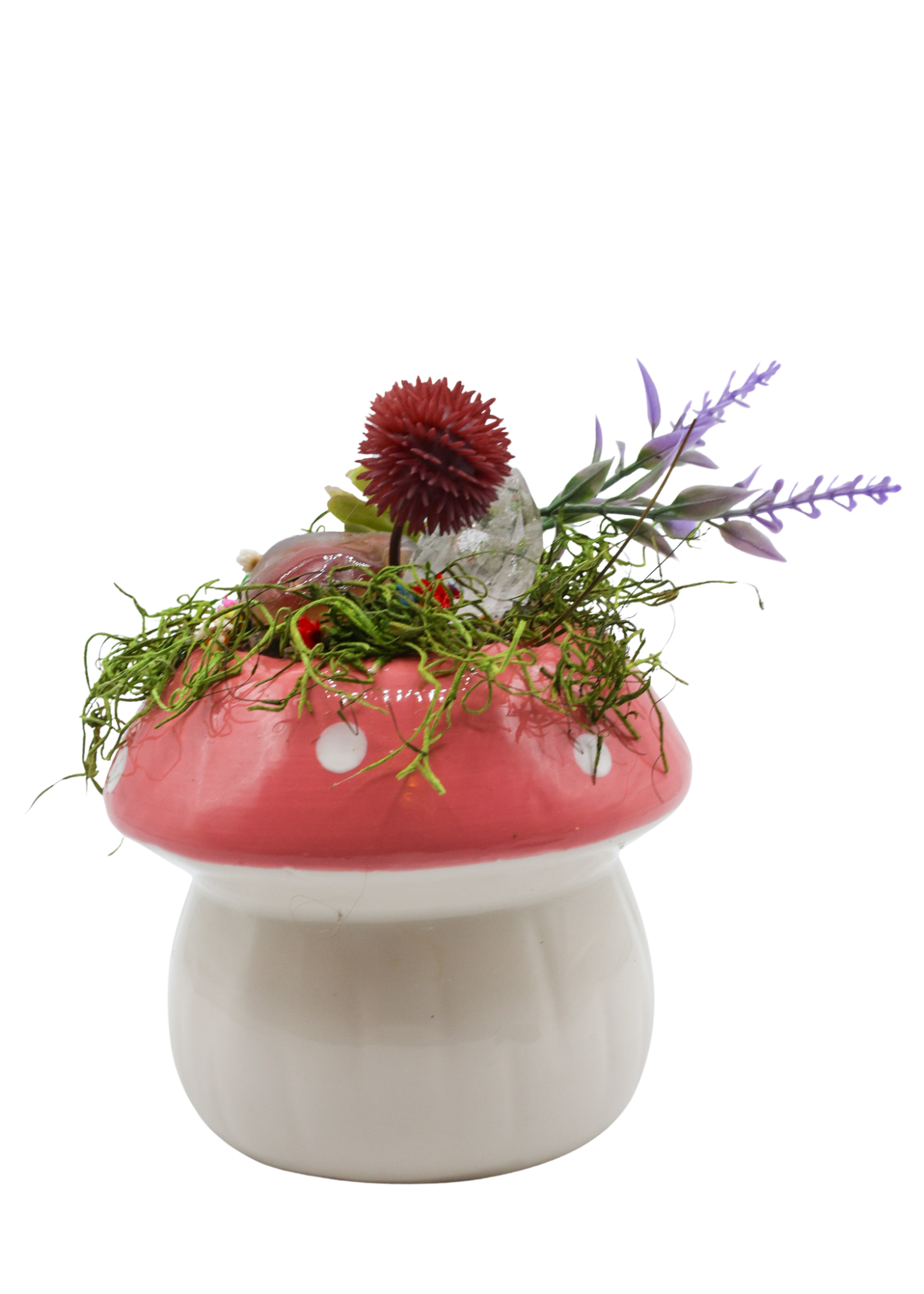 Pink Ceramic Mushroom Crystal Sculpture 3