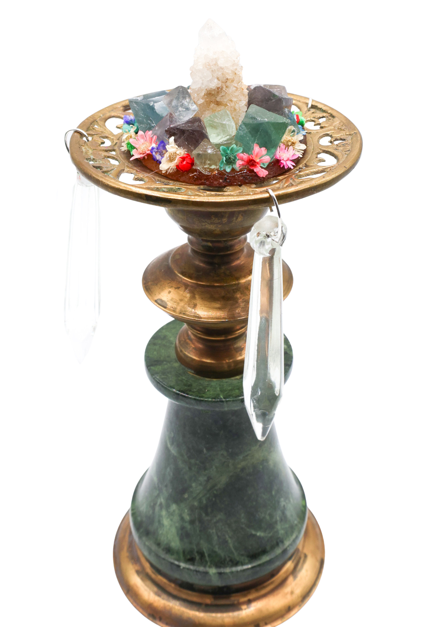 Spirit Quartz & Fluorite Crystal Sculpture side