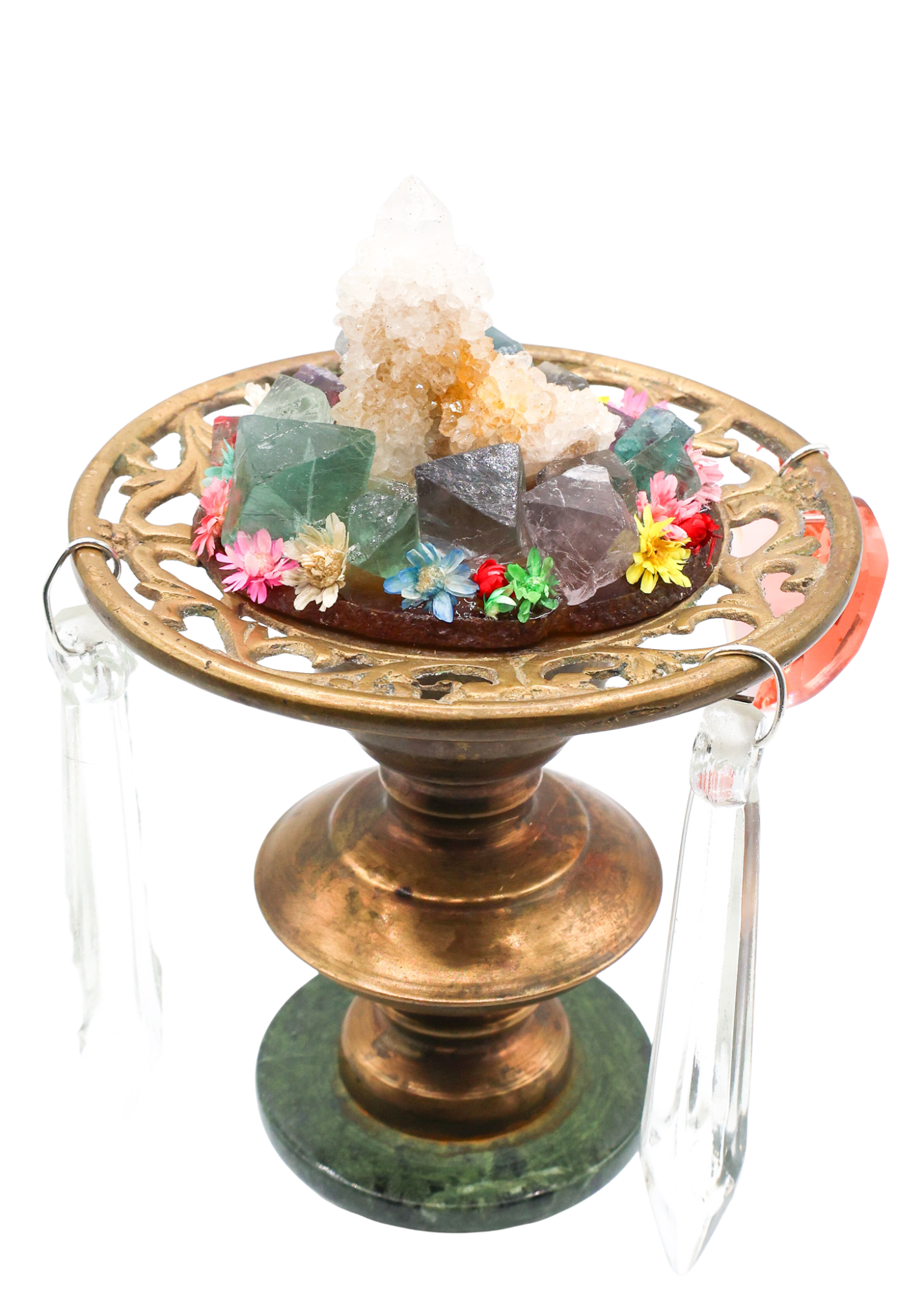 Spirit Quartz & Fluorite Crystal Sculpture rear