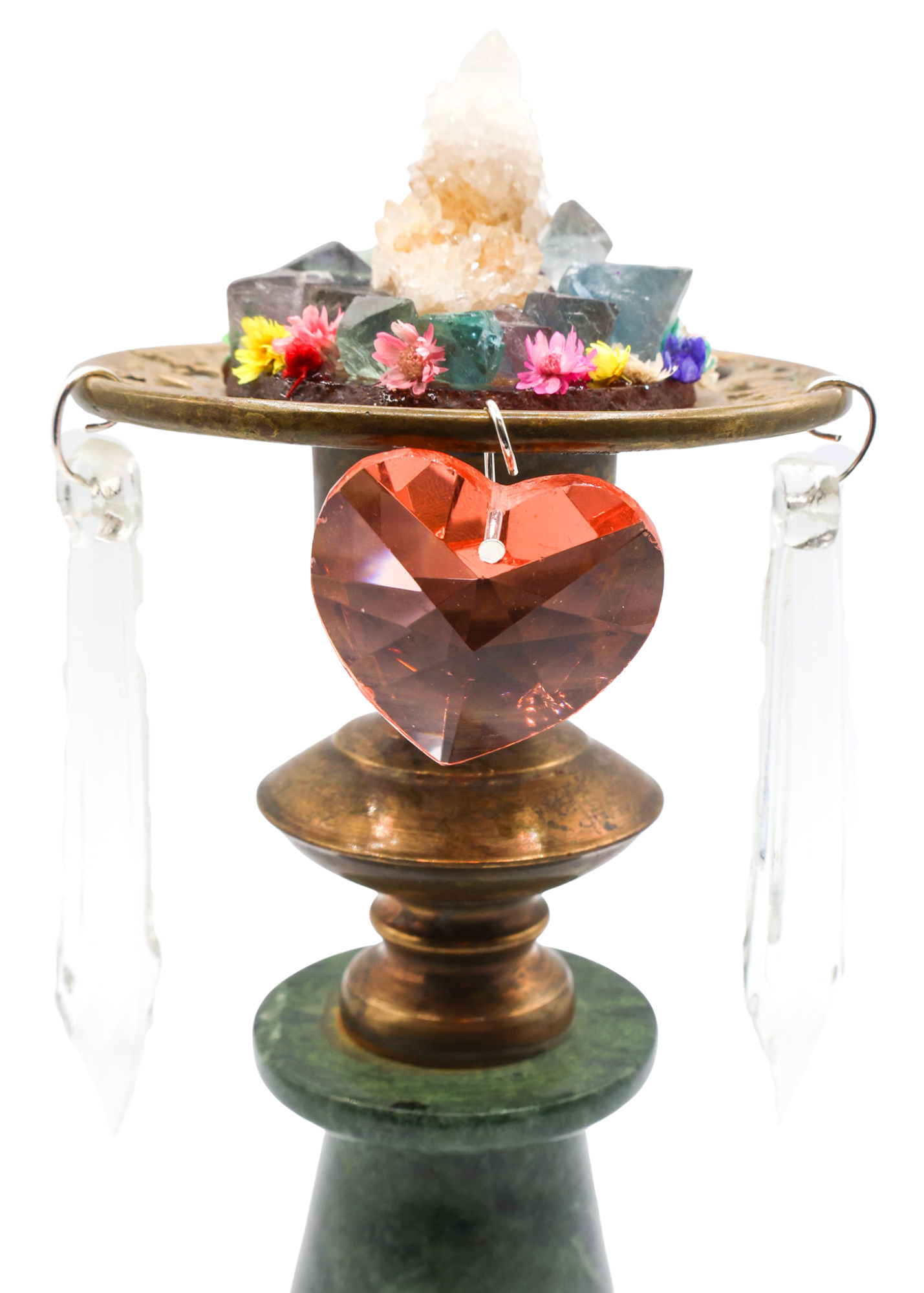 Spirit Quartz & Fluorite Crystal Sculpture close