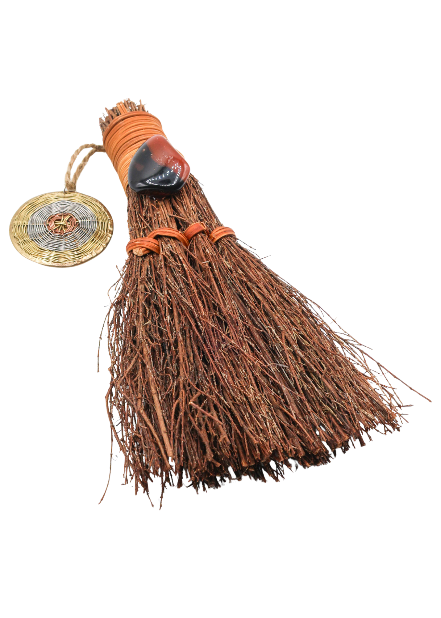 Red & Black Agate Pumpkin Witch's Broom right angle