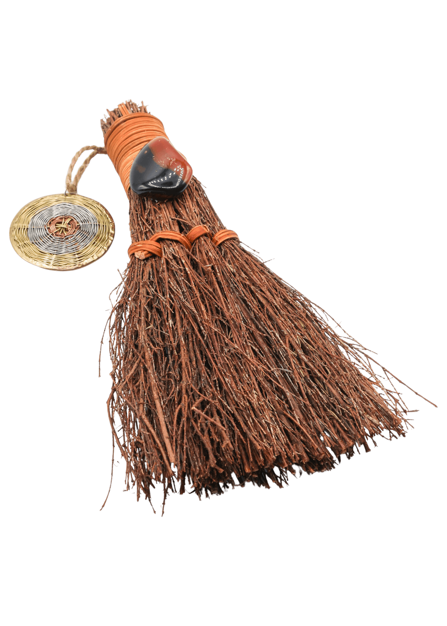 Red & Black Agate Pumpkin Witch's Broom right angle