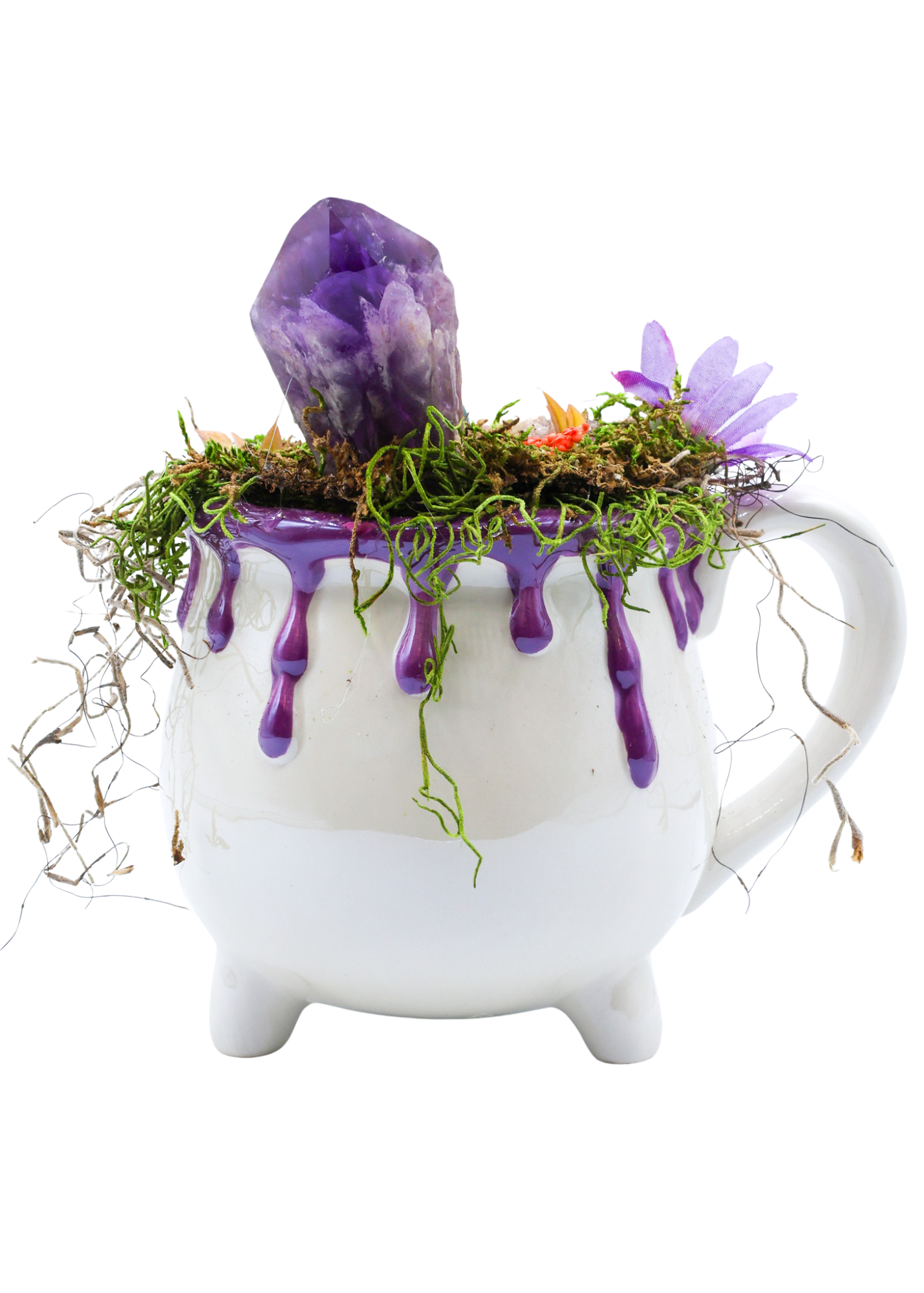 Purple Ceramic Mug Cauldron Crystal Sculpture back