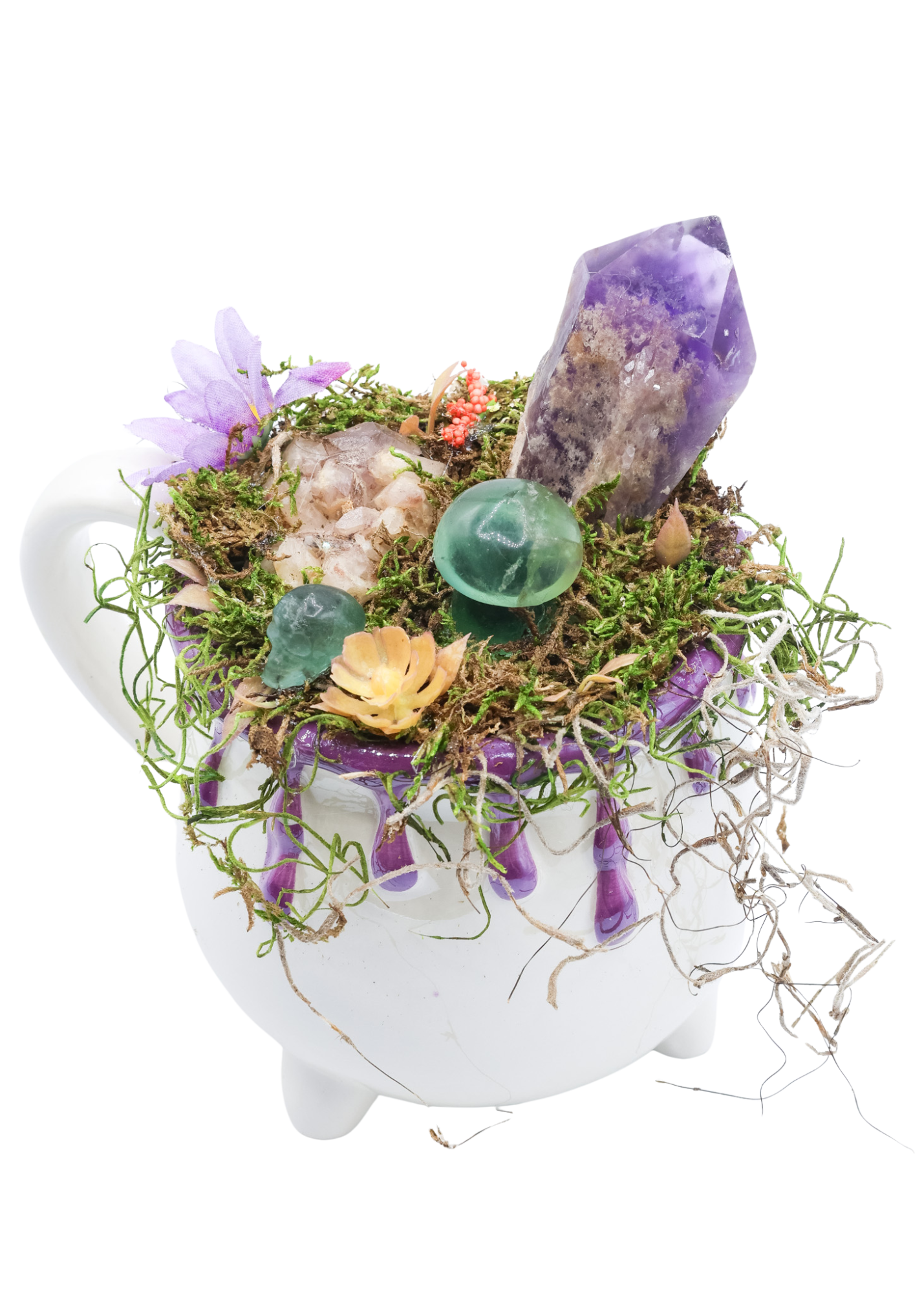 Purple Ceramic Mug Cauldron Crystal Sculpture top 2