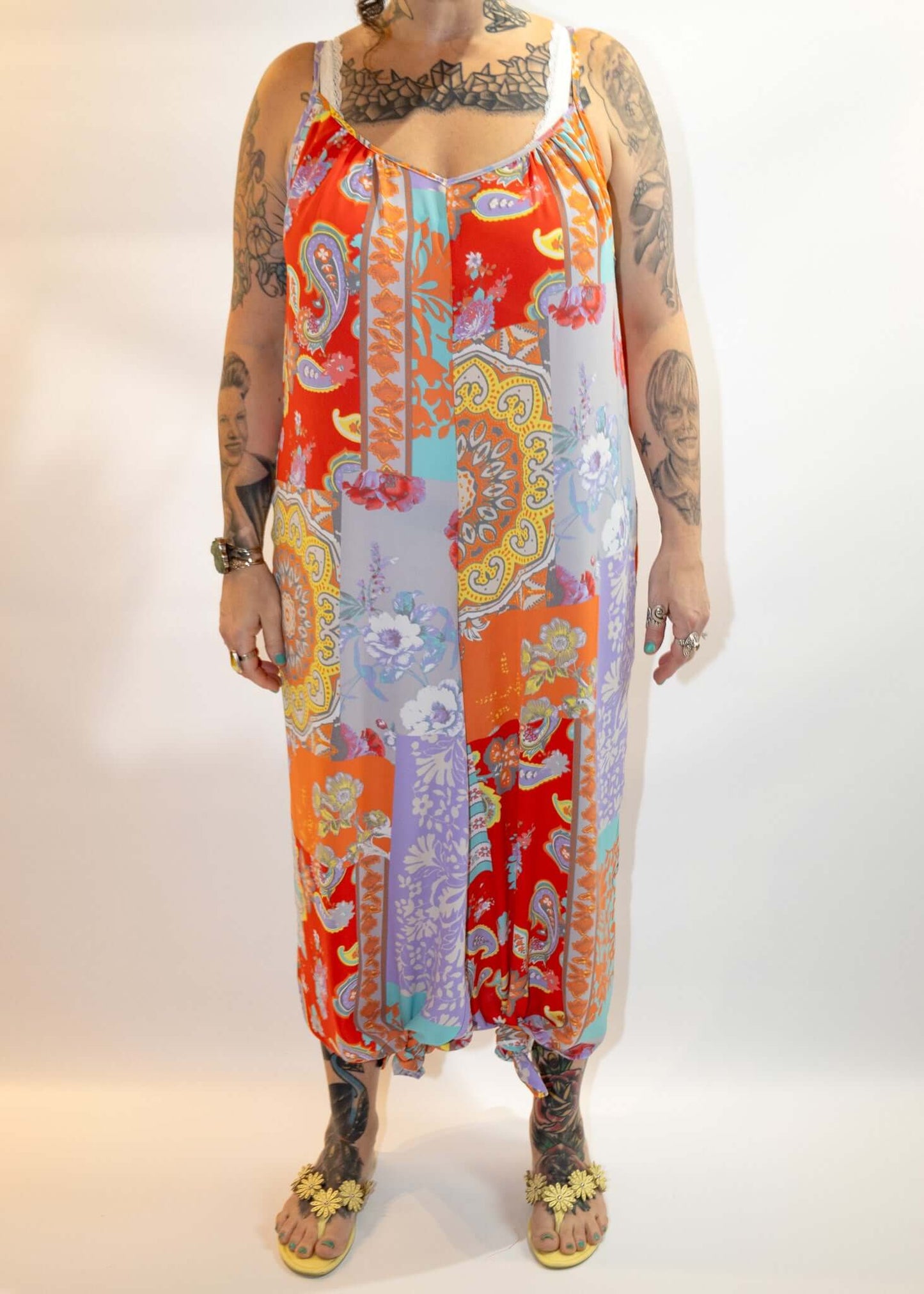 Red Paisley Print Patchwork Print Jumper