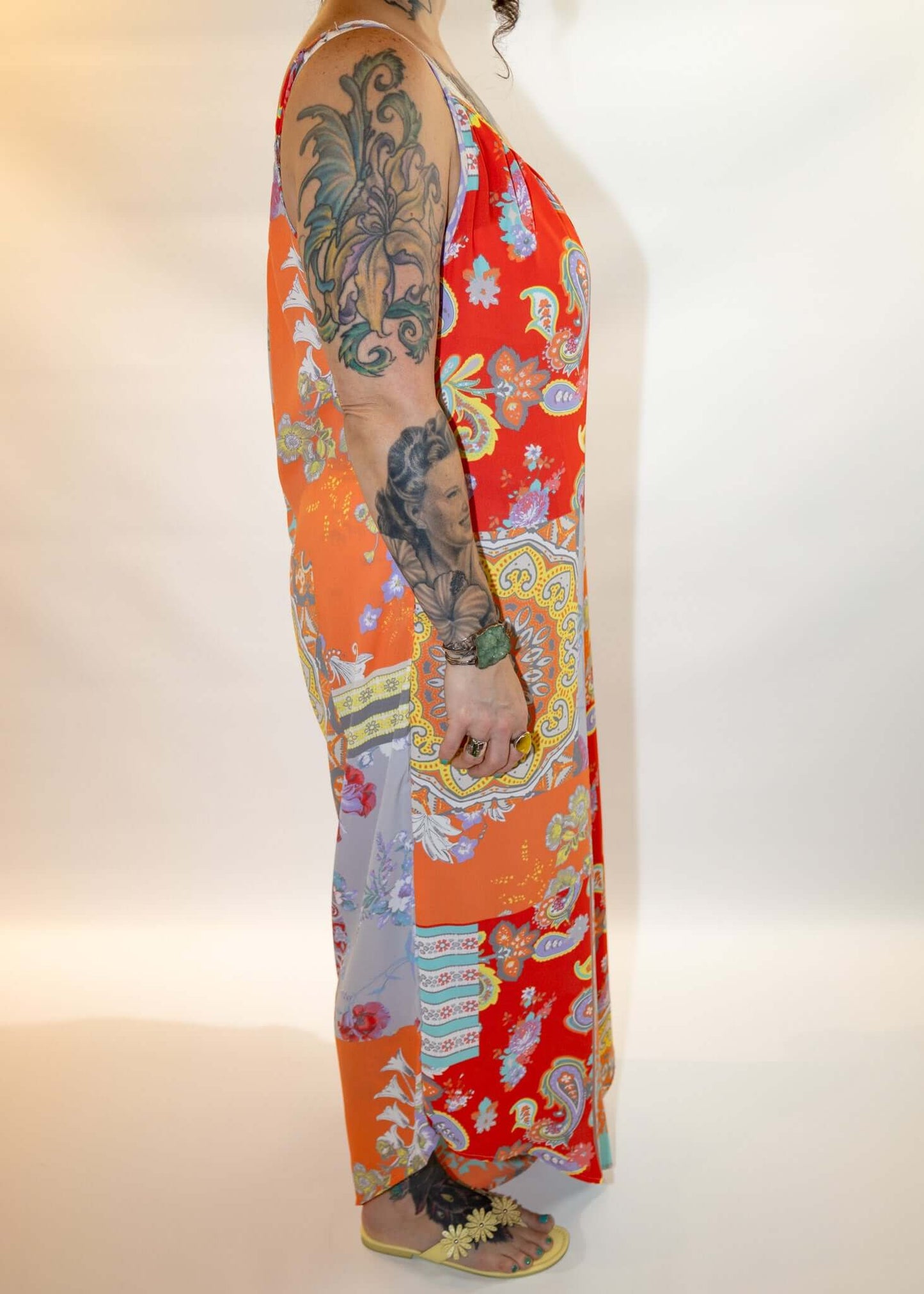 Red Paisley Print Patchwork Print Jumper