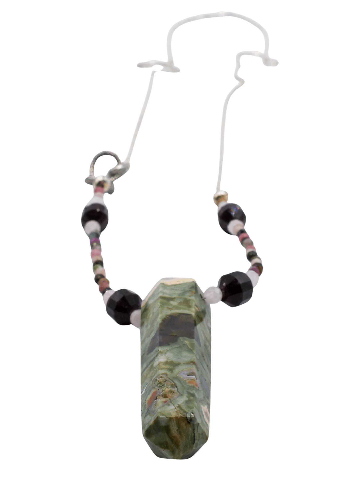 Rhyolite Pendant Hand-Beaded Necklace angle
