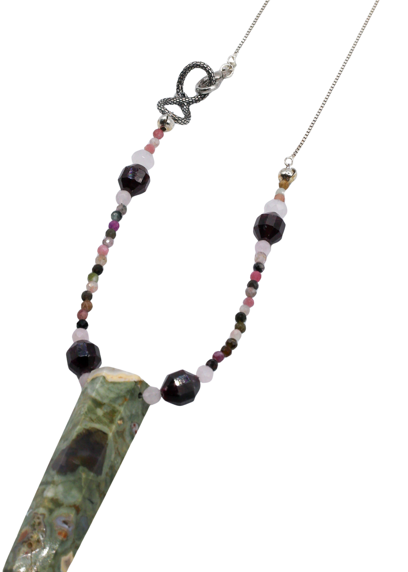 Rhyolite Pendant Hand-Beaded Necklace beads