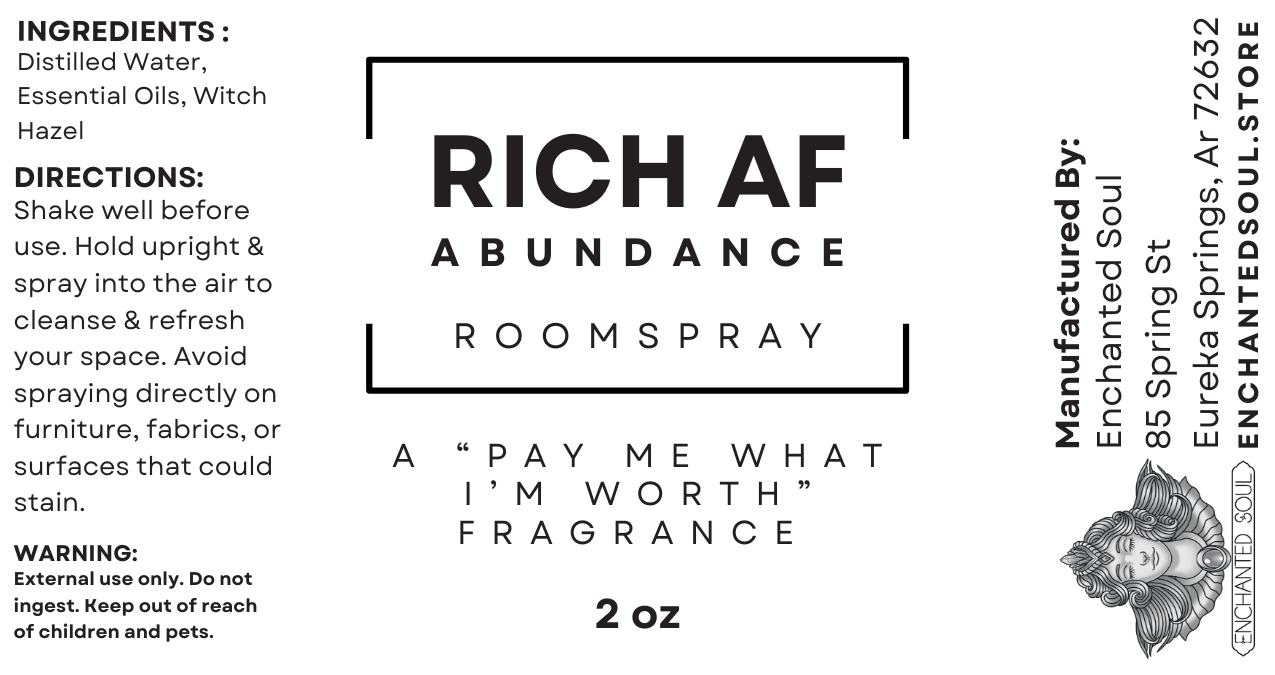 rich af room spray label