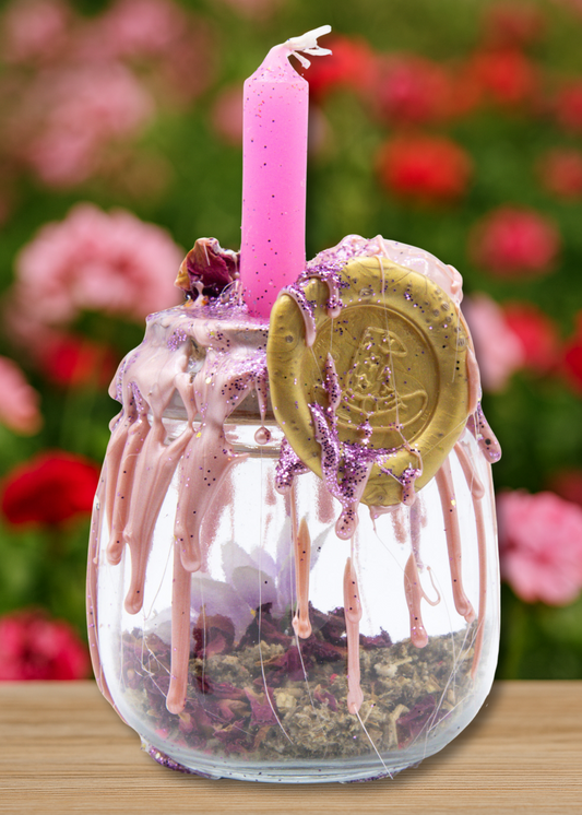 Self-Love Spell Jar on background