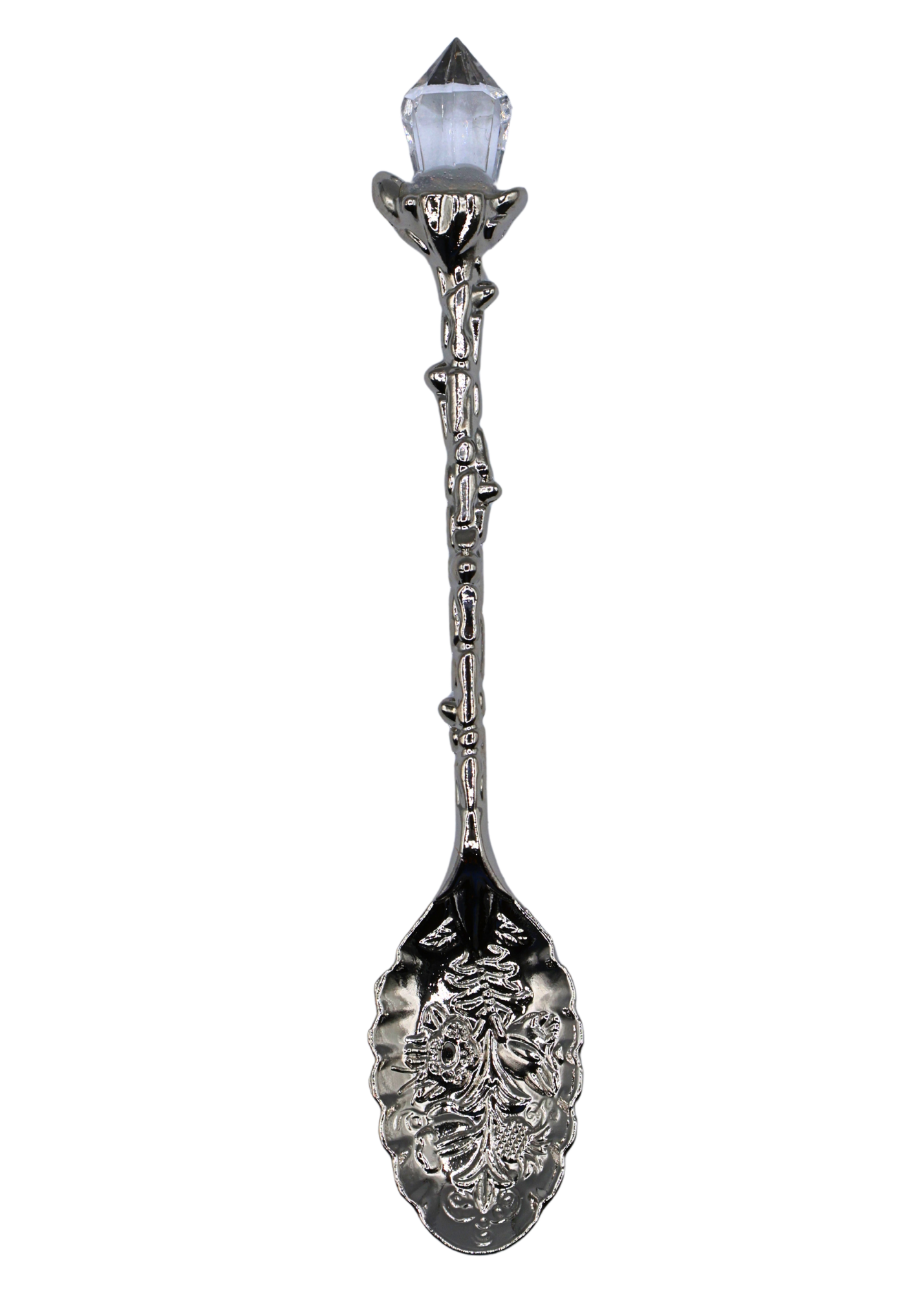 silver Ornate Crystal Ritual Spoon