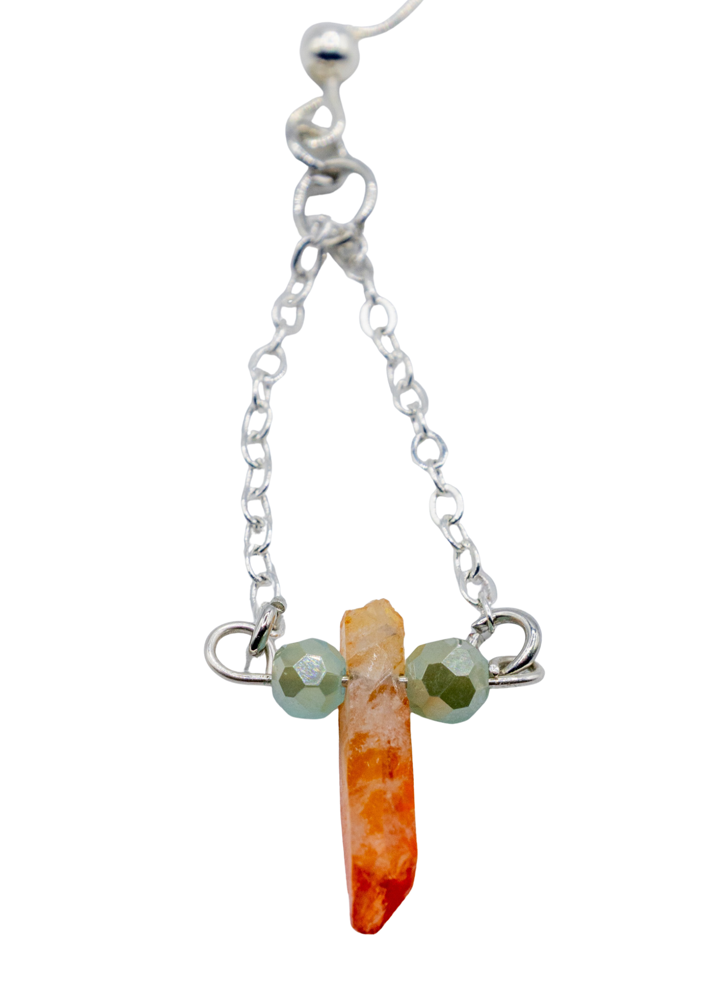 Silver Aura Quartz Dangle Earrings close