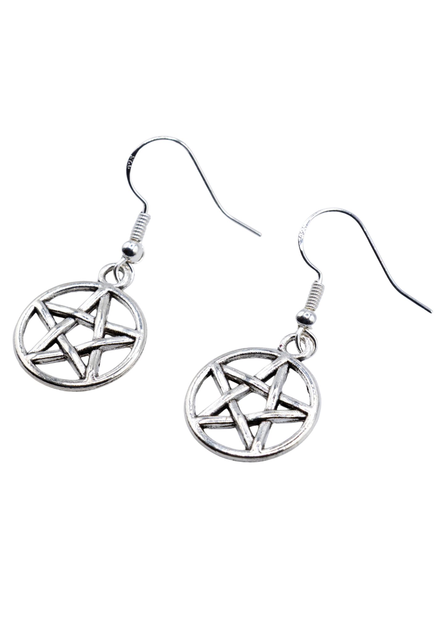 hypoallergenic pentacle earrings angle 2