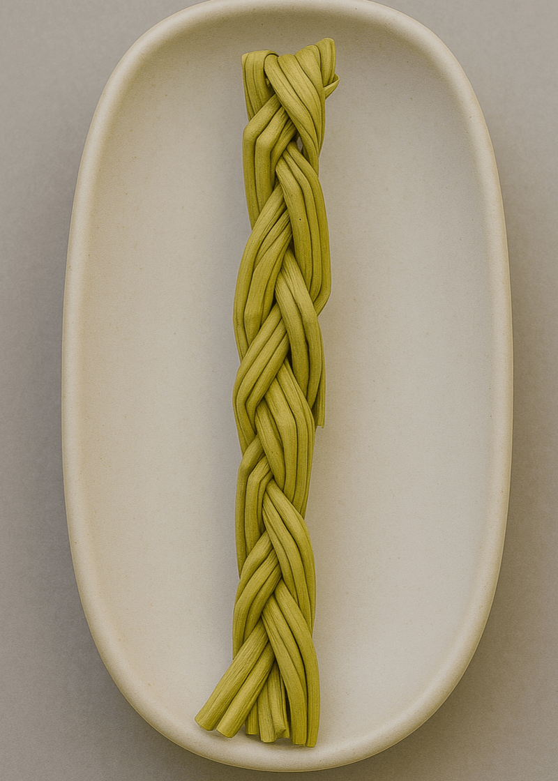sweetgrass smudge braid on plate