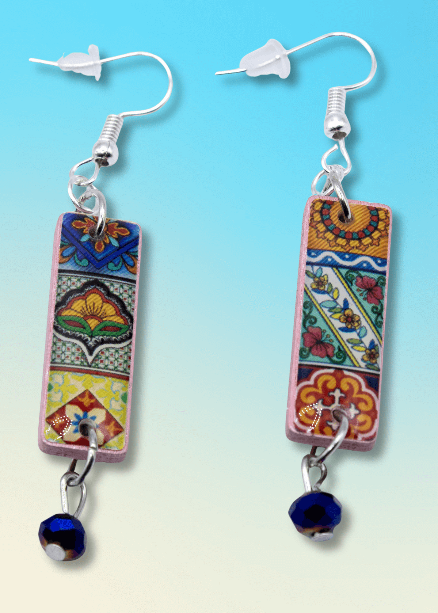 talavera inspired earrings pair