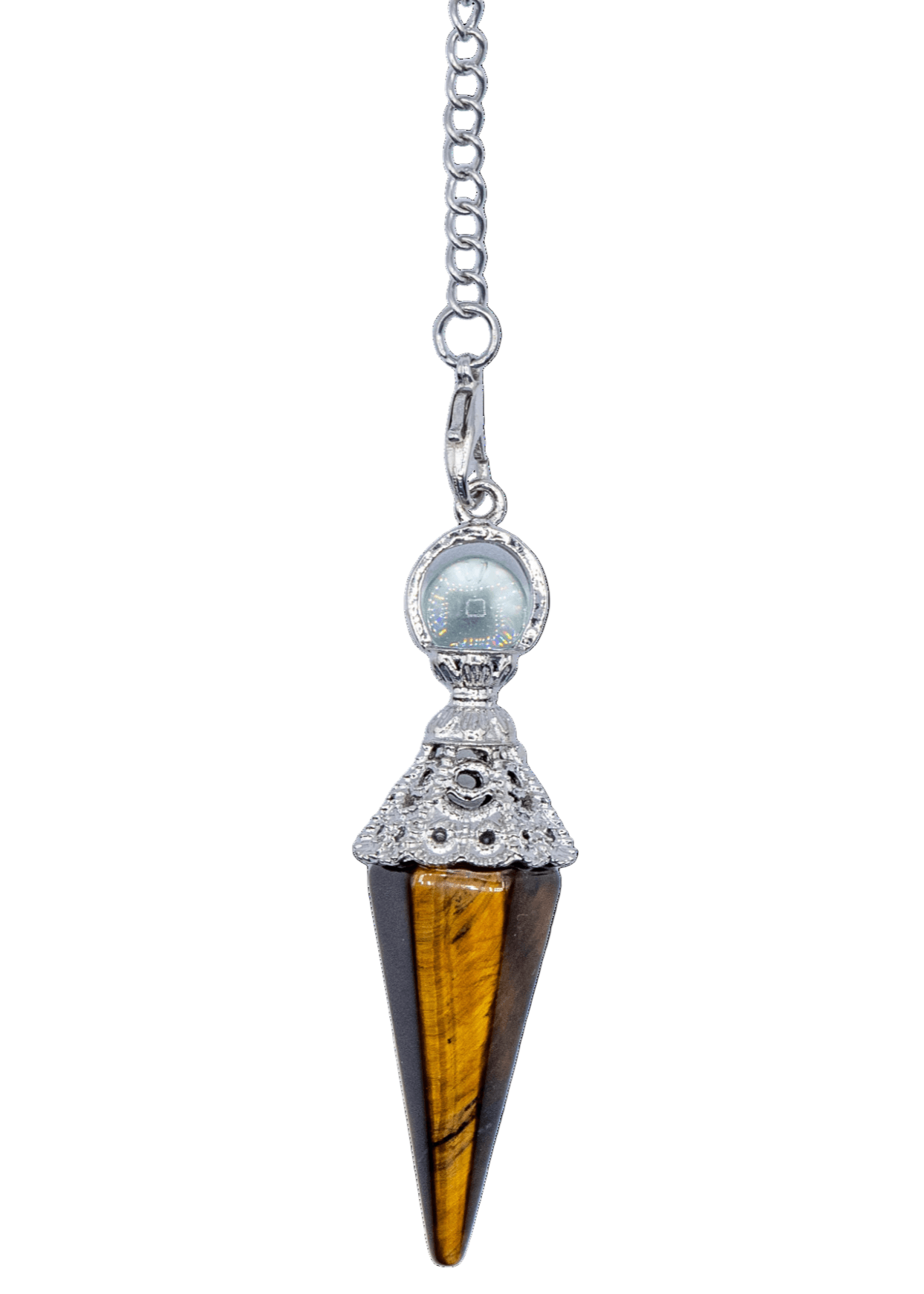 Ornate Tigers Eye Crystal Pendulum