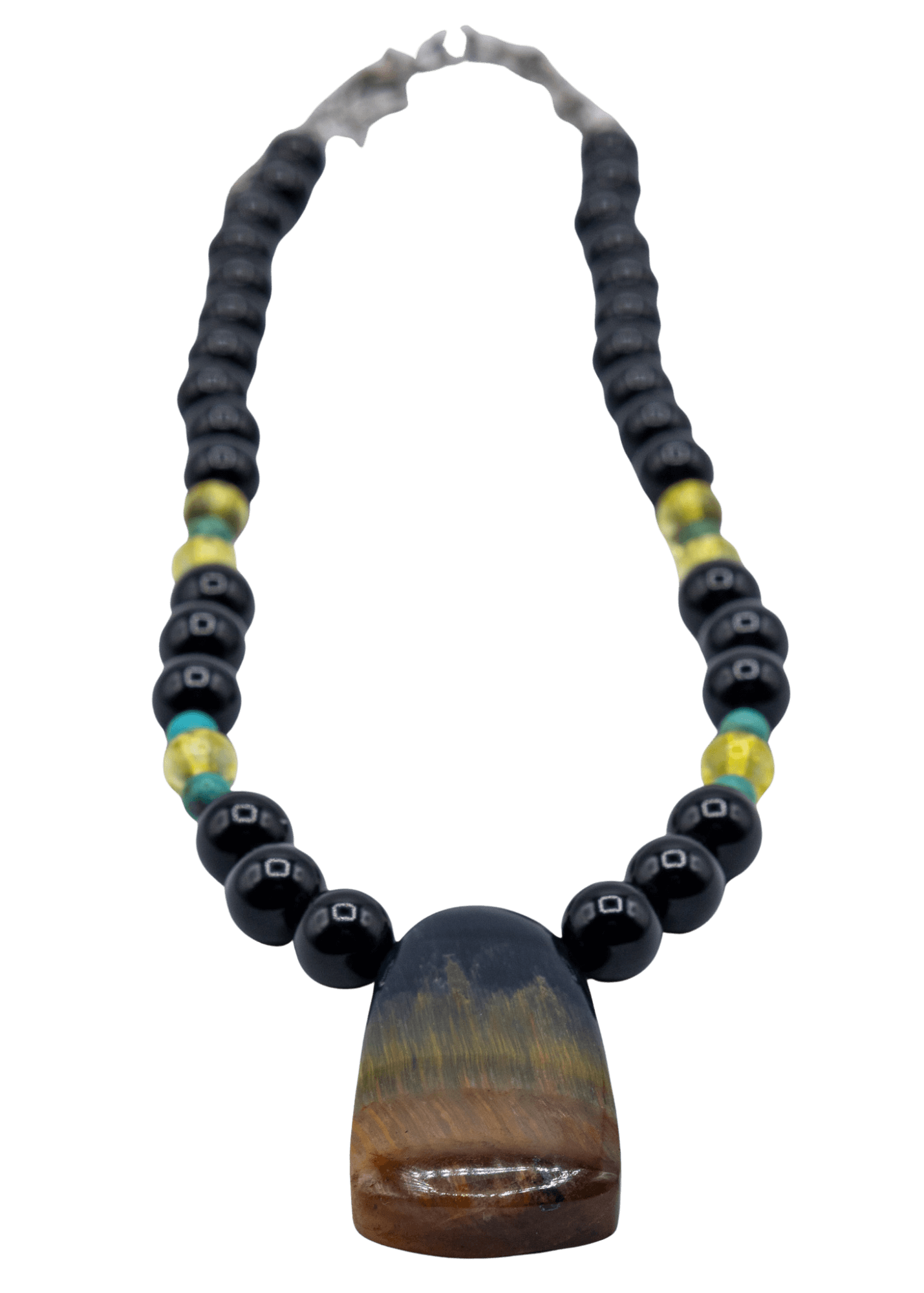 Tricolor Tigers Eye Hand Beaded Necklace pendant