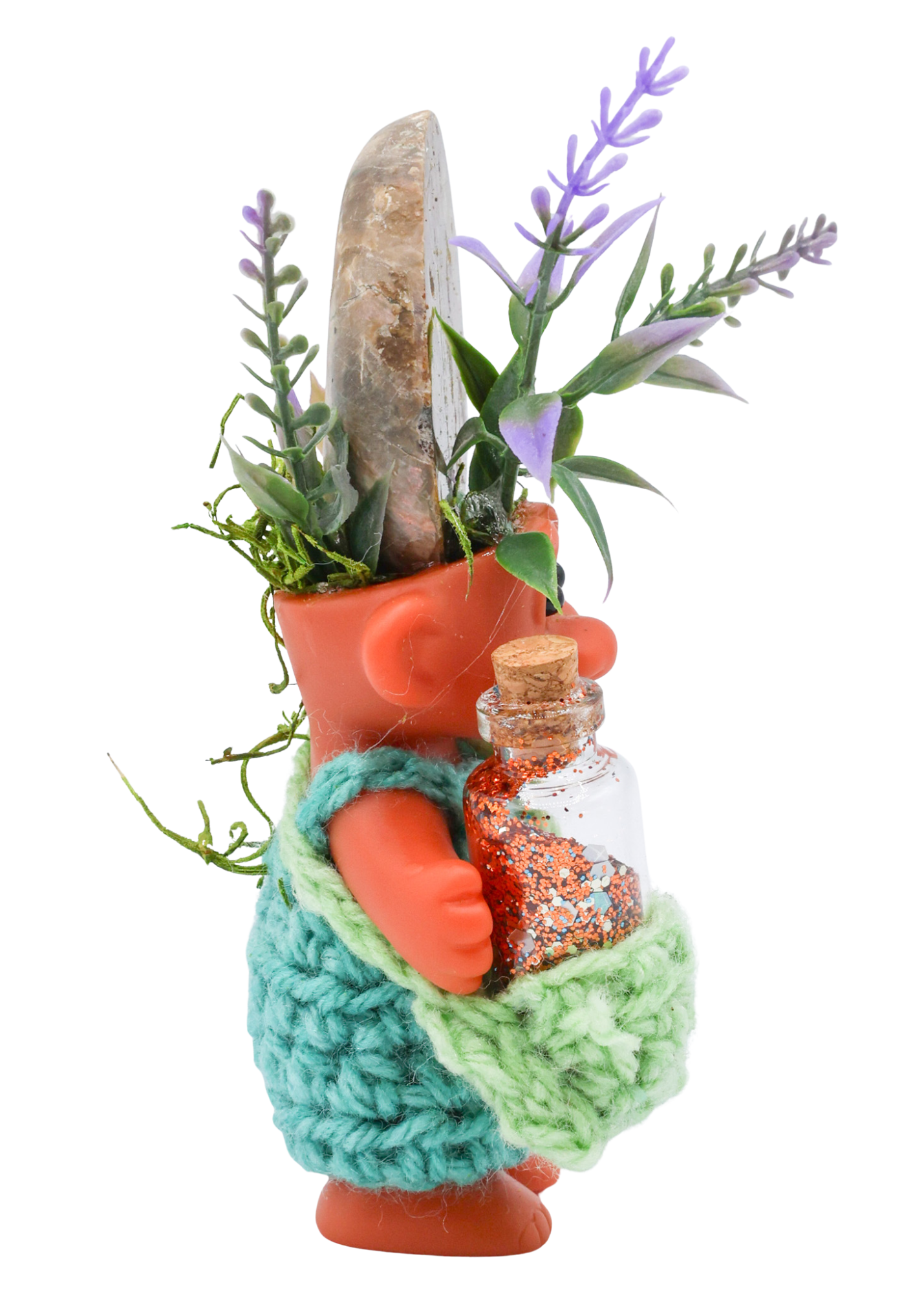 Ammonite Crystal Troll Doll Sculpture right side