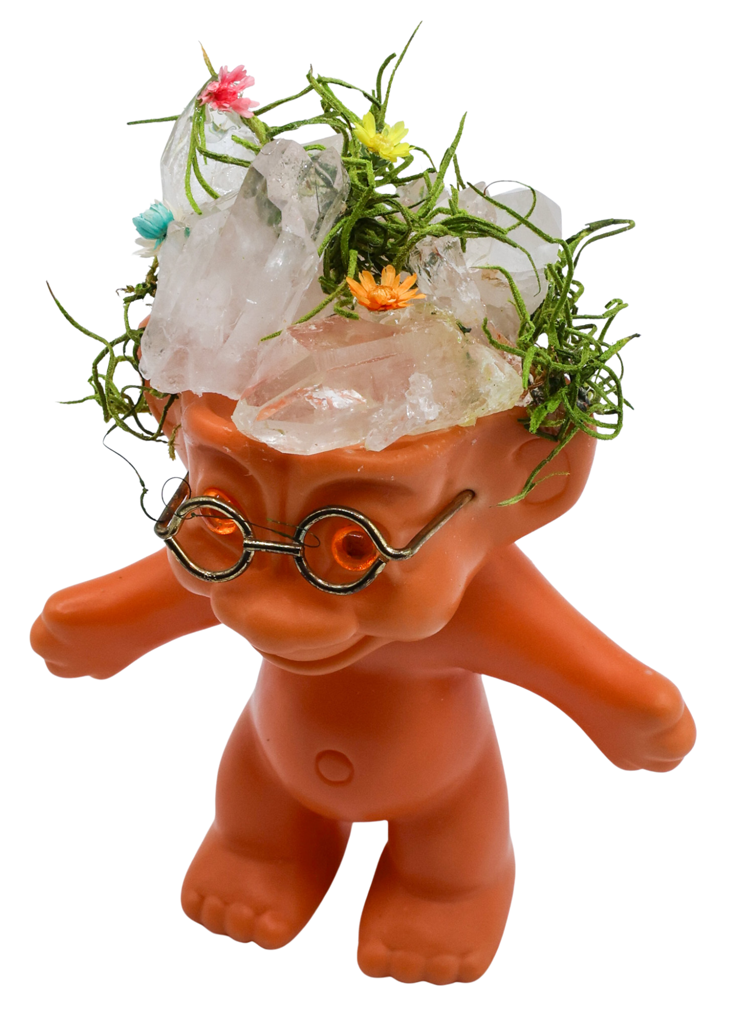 Arkansas Crystal Troll Doll Crystal Sculpture top right angle