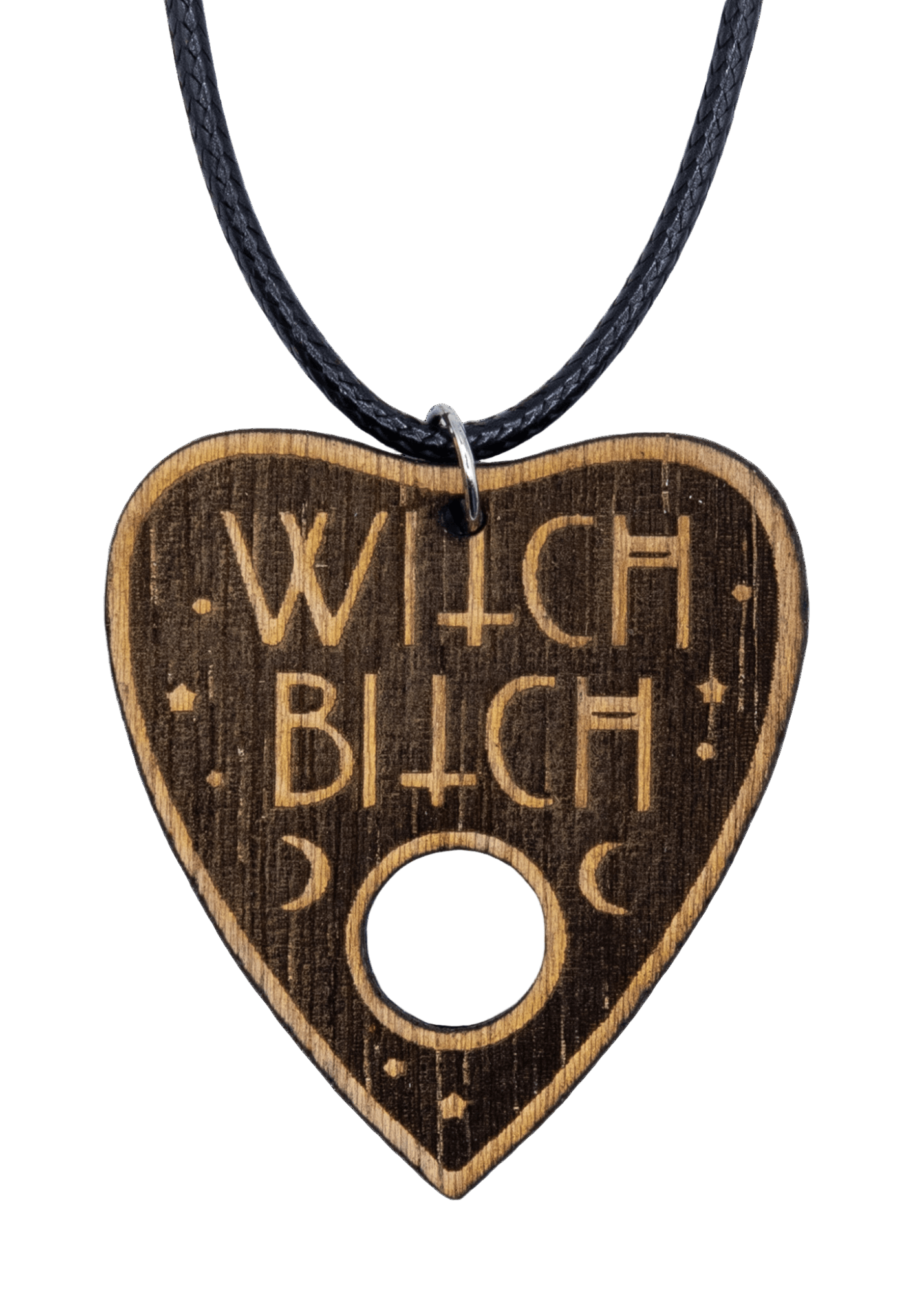 witch bitch wood necklace